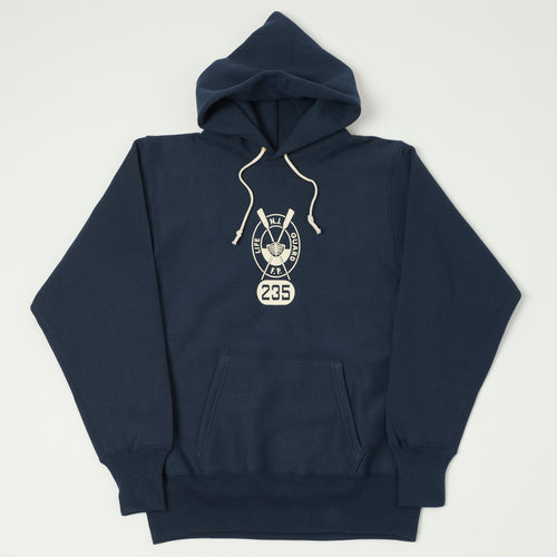 Warehouse & Co 484 'Lifeguard' Reverse Weave Hooded Sweatshirt - Navy