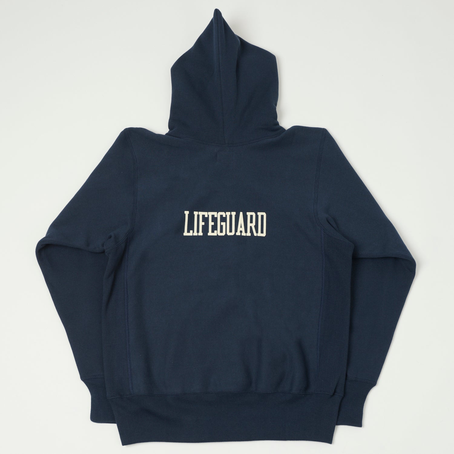 Warehouse & Co 484 'Lifeguard' Reverse Weave Hooded Sweatshirt - Navy