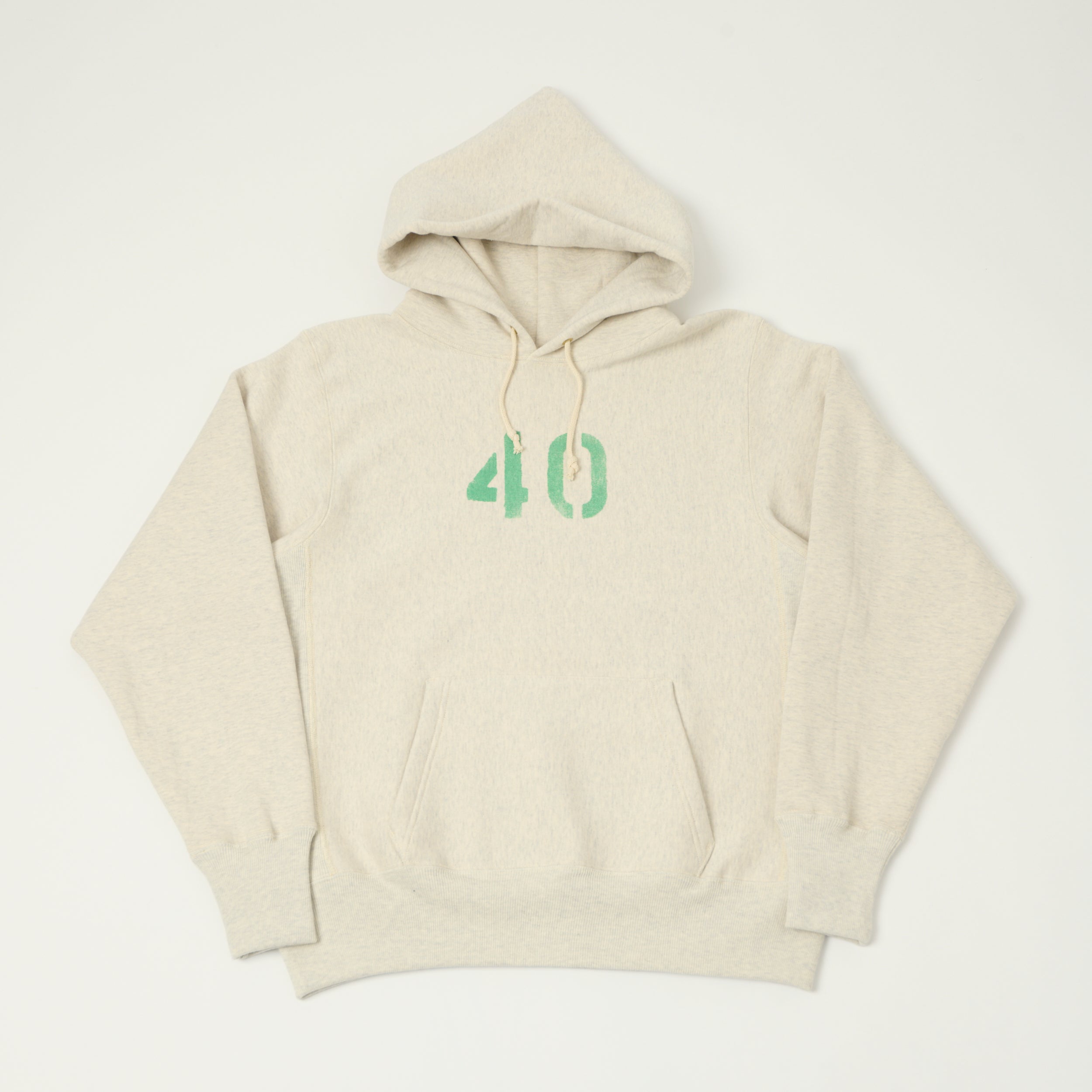 Warehouse 484 'No 40' Reverse Weave Hooded Sweatshirt - Oatmeal