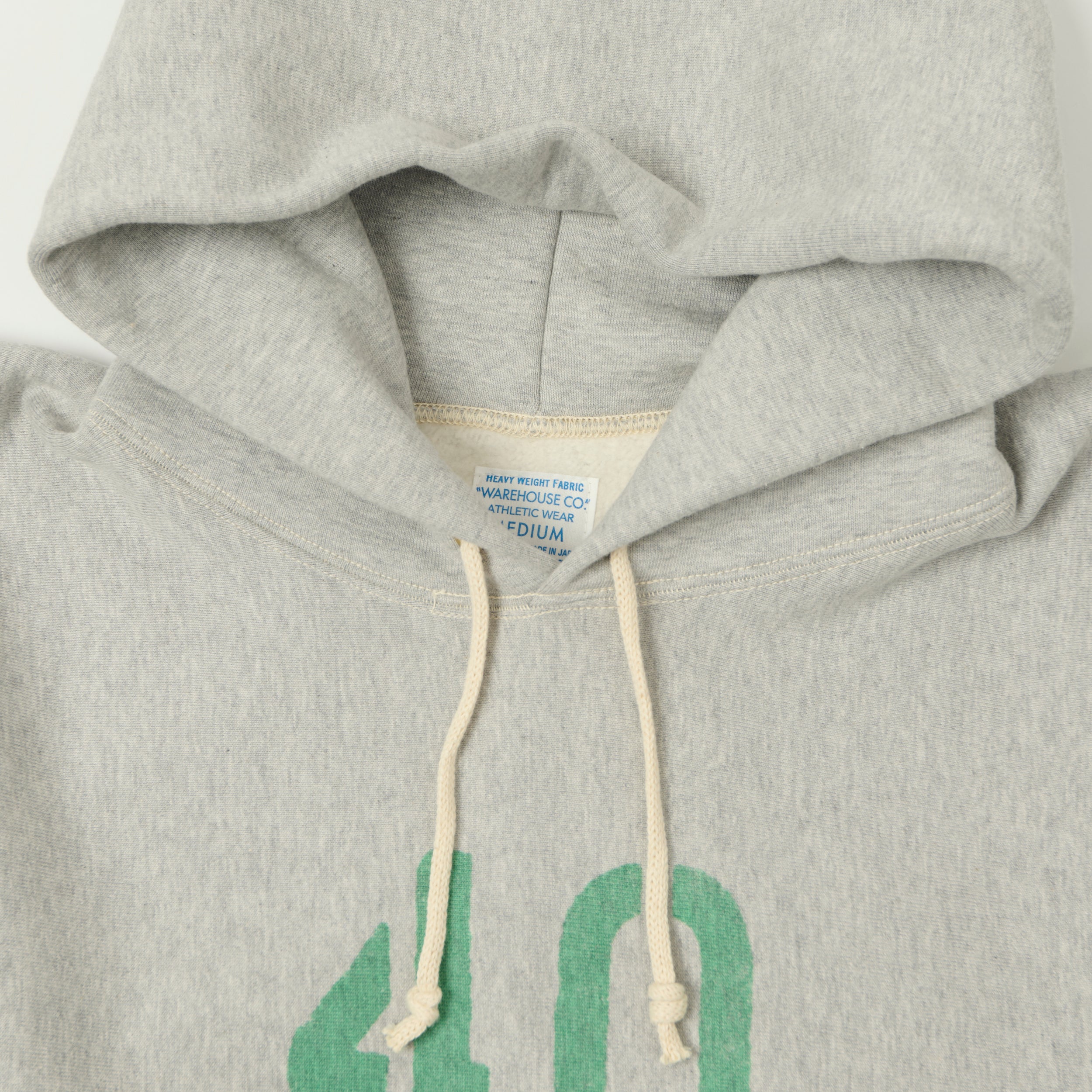 Warehouse 484 'No 40' Reverse Weave Hooded Sweatshirt - Heather Grey