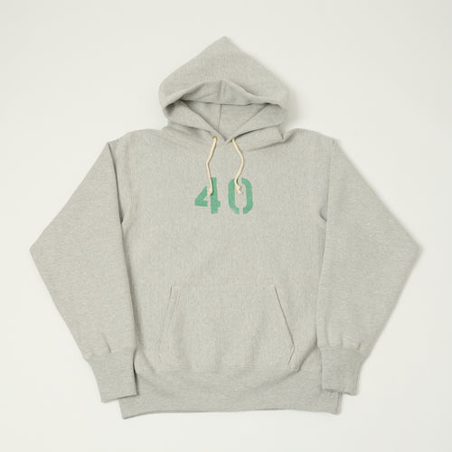 Warehouse 484 'No 40' Reverse Weave Hooded Sweatshirt - Heather Grey