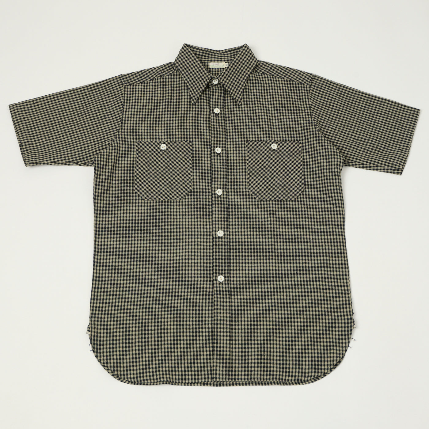 Warehouse & Co 3056 Duck Digger Short Sleeve Gingham Shirt - Grey