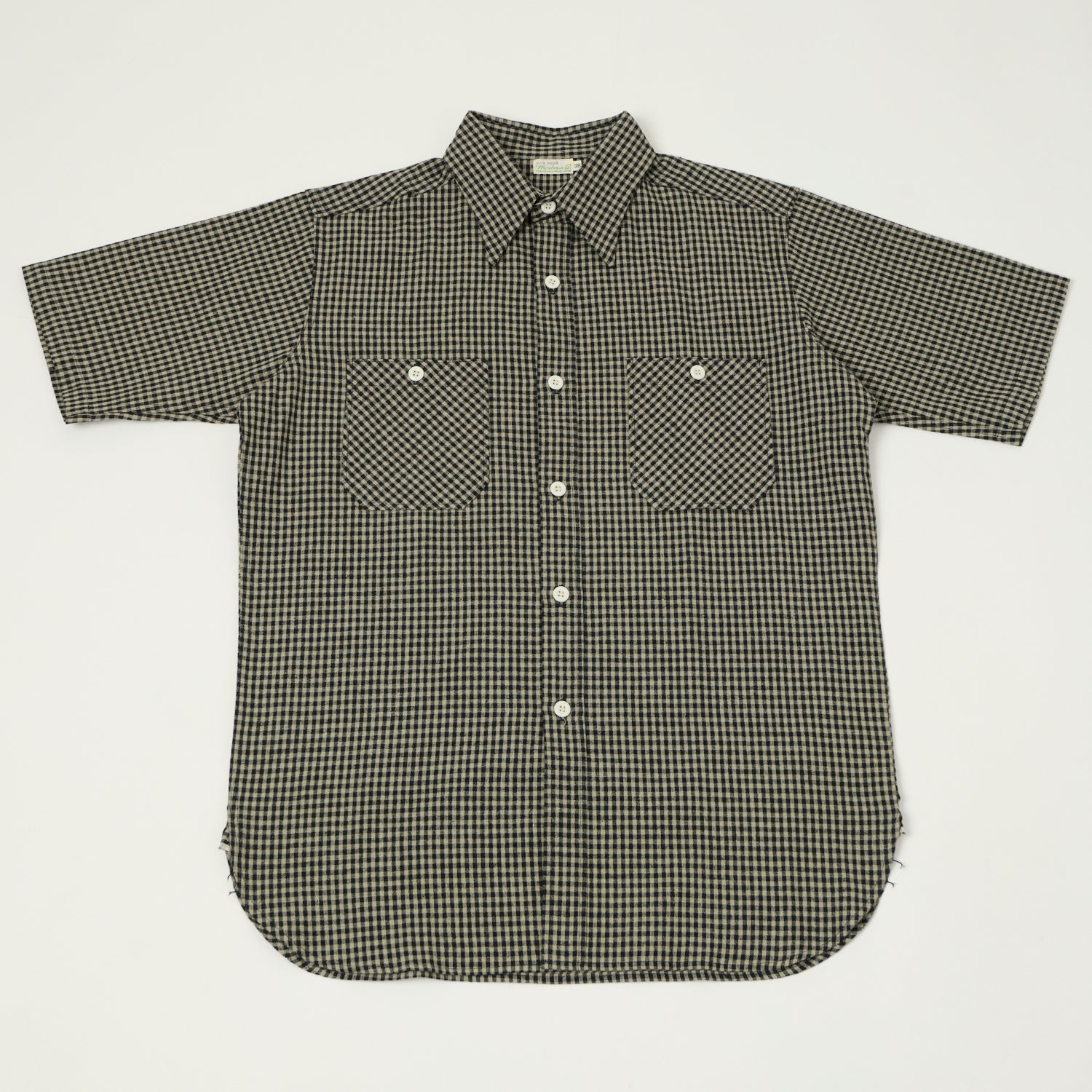 Warehouse & Co 3056 Duck Digger Short Sleeve Gingham Shirt - Grey