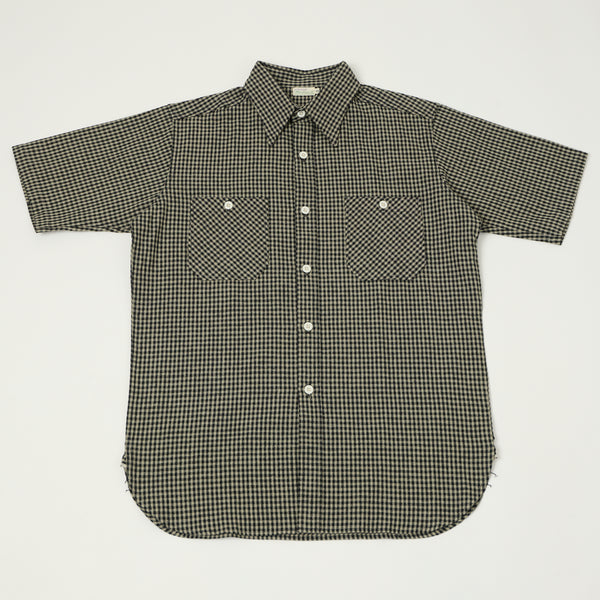 Warehouse & Co 3056 Gingham Short Sleeve Shirt - Grey