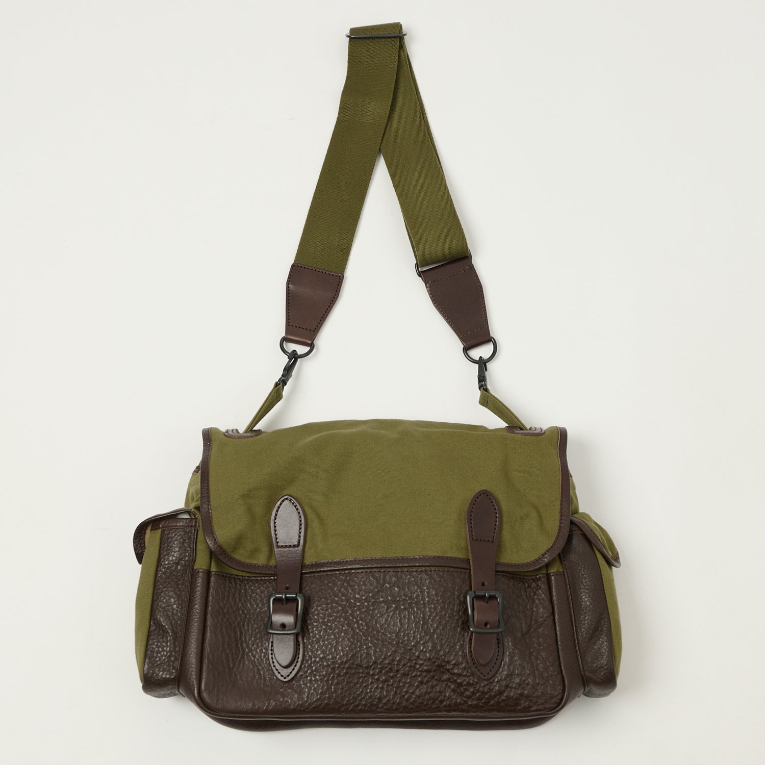 Warehouse & Co 5219 Leather/Canvas Field Bag - OD Green