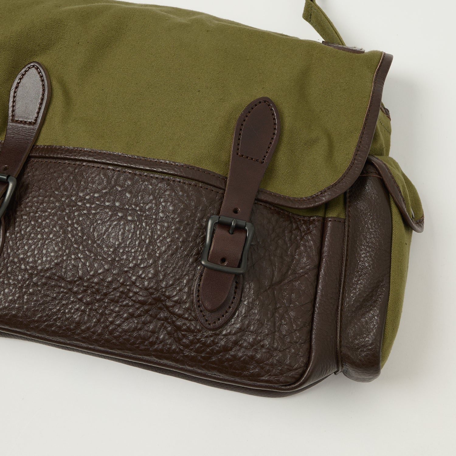 Warehouse & Co 5219 Leather/Canvas Field Bag - OD Green