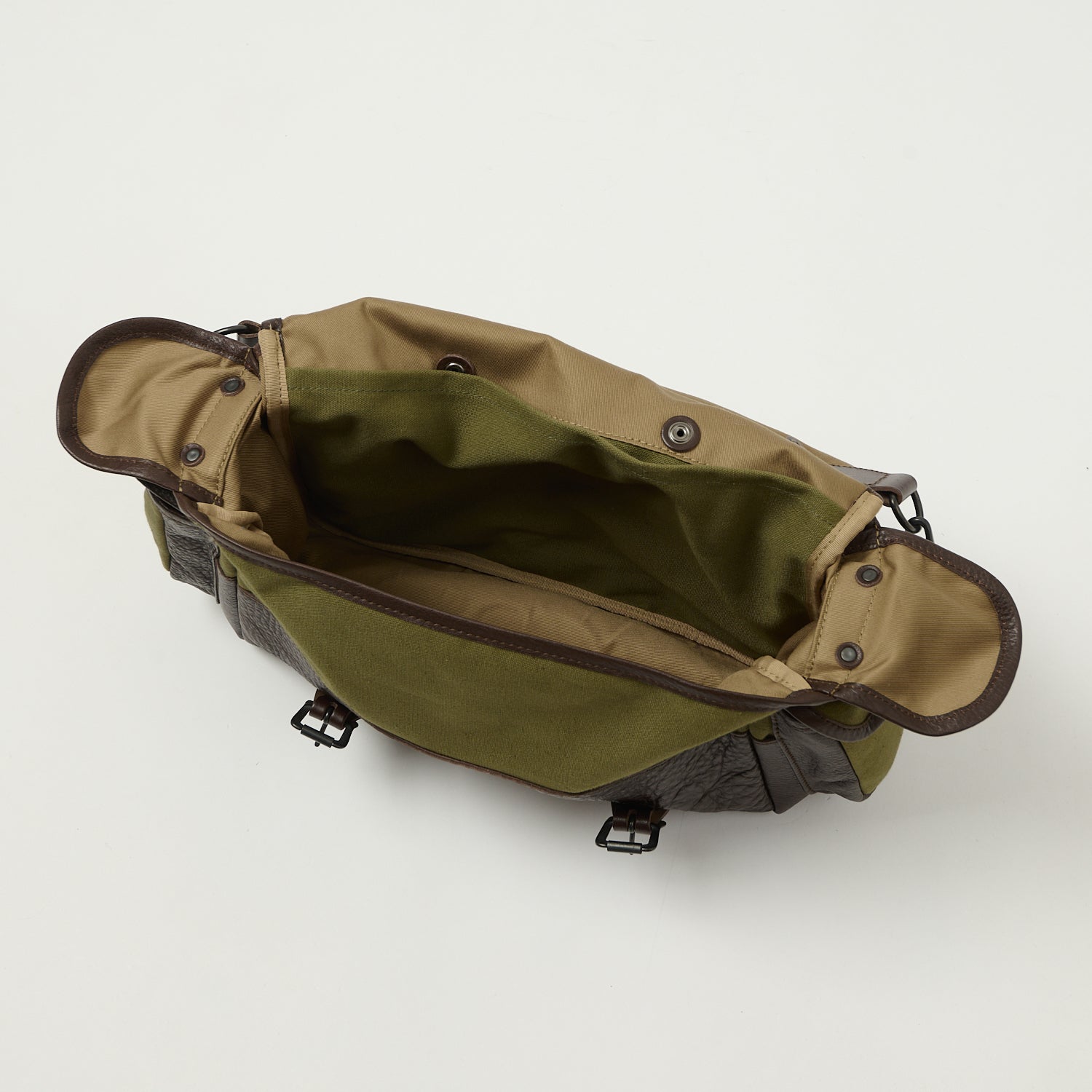 Warehouse & Co 5219 Leather/Canvas Field Bag - OD Green