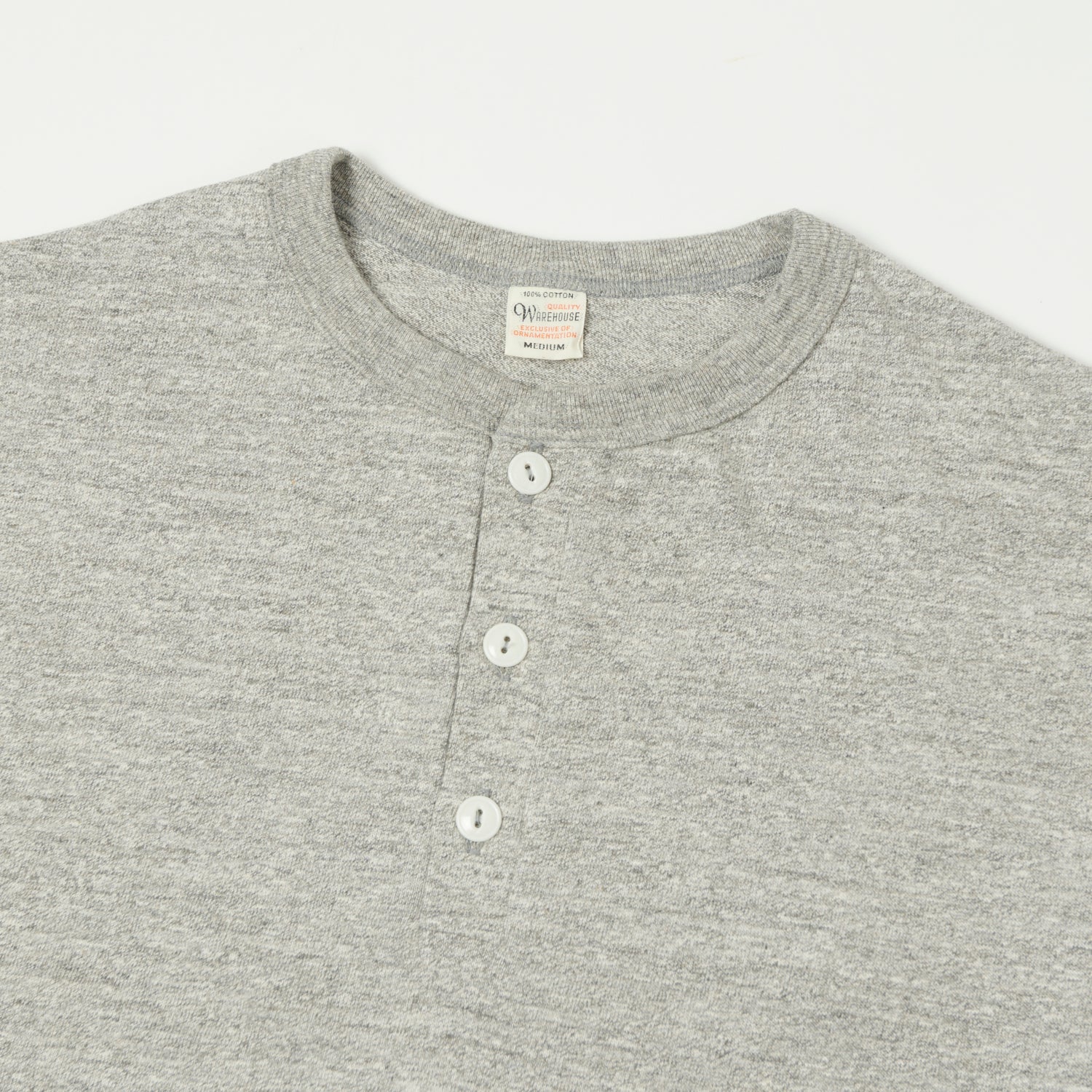 Warehouse & Co 5907 Long Sleeve Henley - Heather Grey