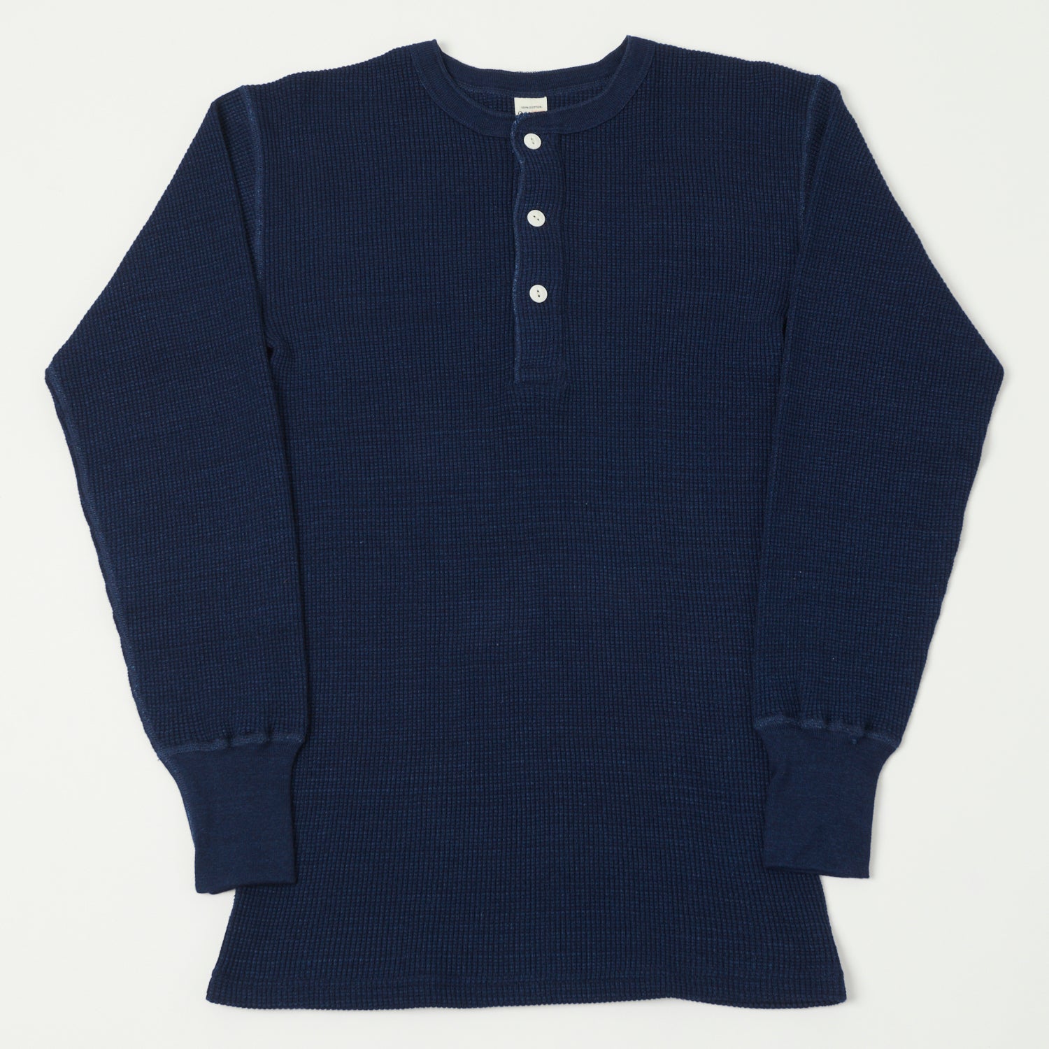 Warehouse & Co 5912 Waffle Knit Thermal Henley - Indigo