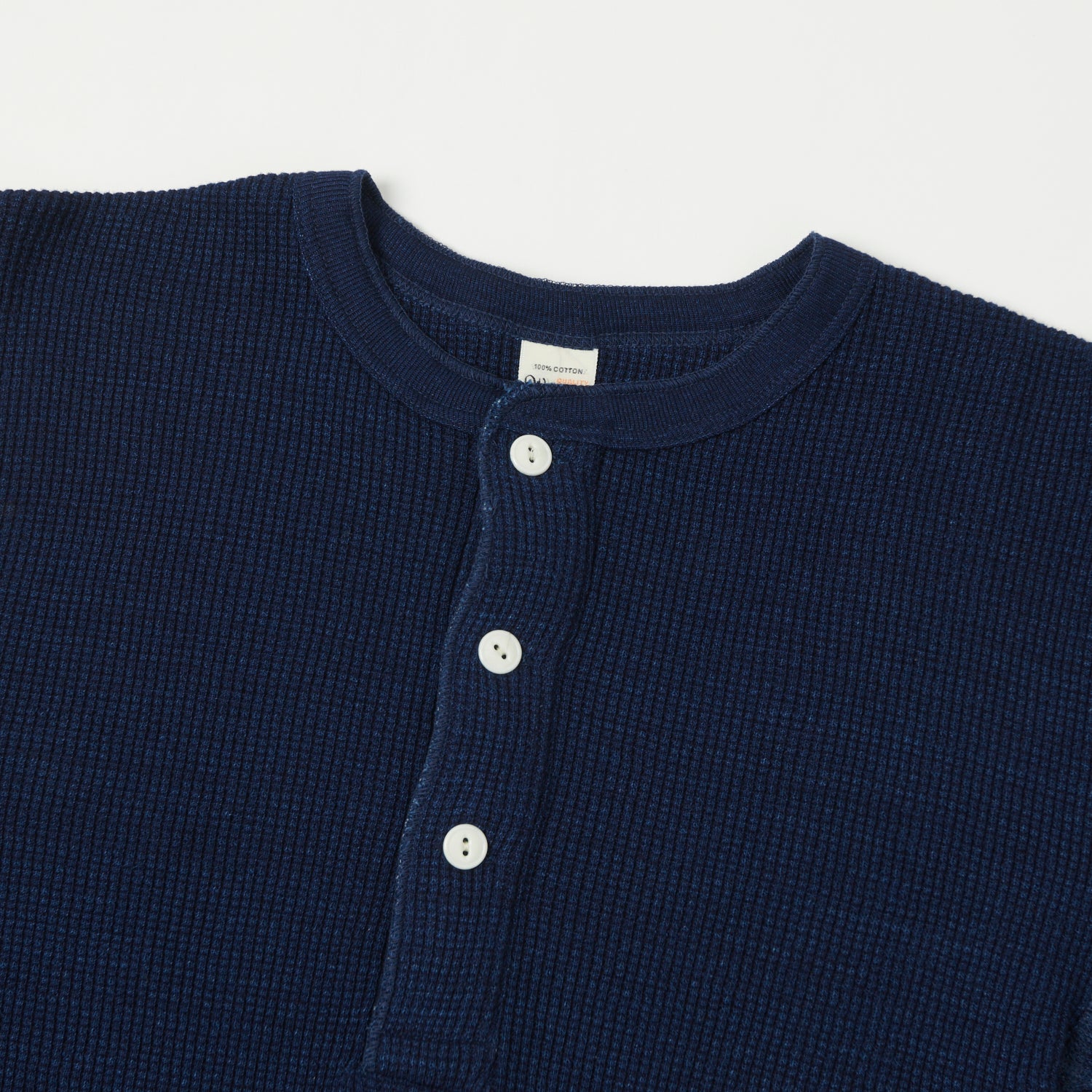 Warehouse & Co 5912 Waffle Knit Thermal Henley - Indigo