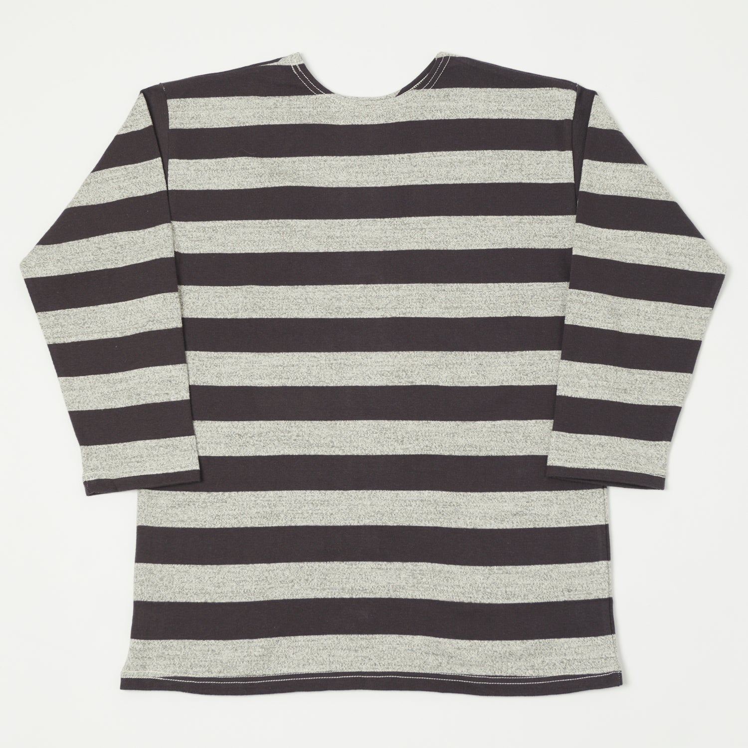 Warehouse & Co 4051 Duck Digger 3/4 Sleeve Stripe T-Shirt - Black/Heather Grey