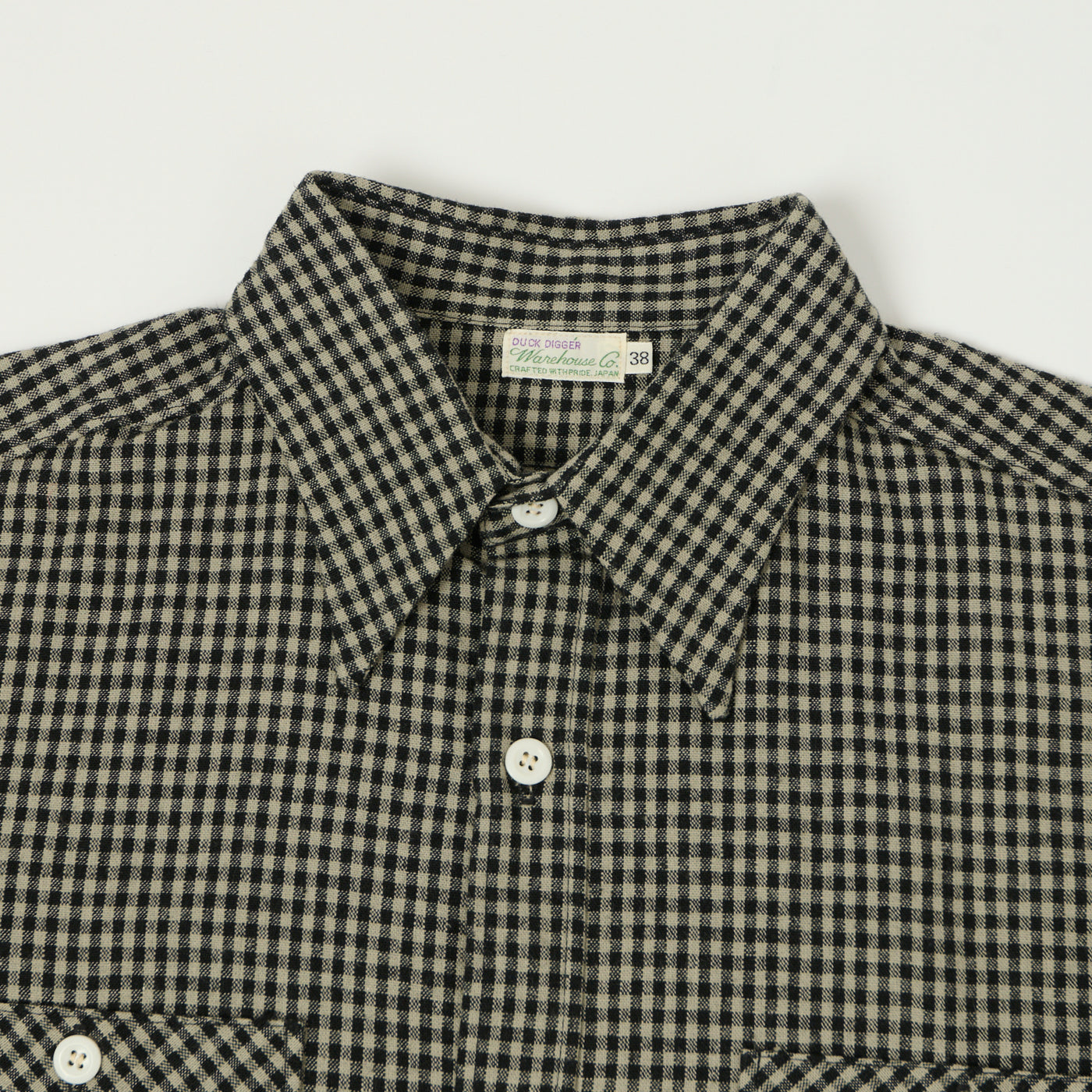 Warehouse & Co 3056 Duck Digger Short Sleeve Gingham Shirt - Grey