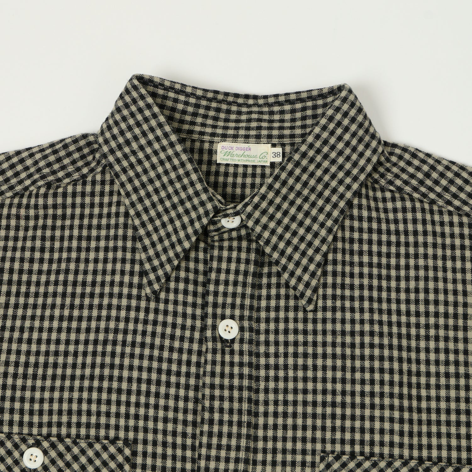 Warehouse & Co 3056 Duck Digger Short Sleeve Gingham Shirt - Grey