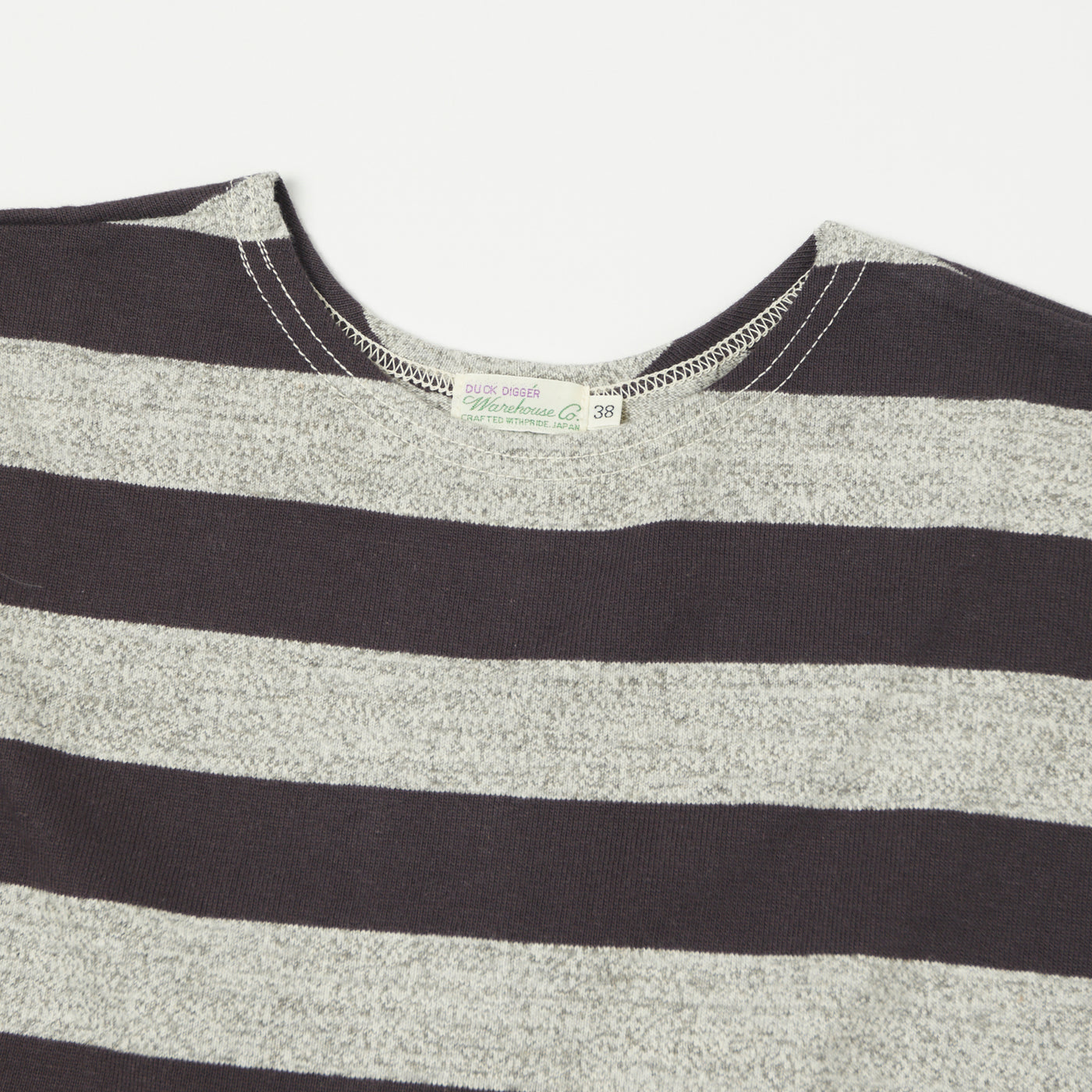 Warehouse & Co 4051 Duck Digger 3/4 Sleeve Stripe T-Shirt - Black/Heather Grey
