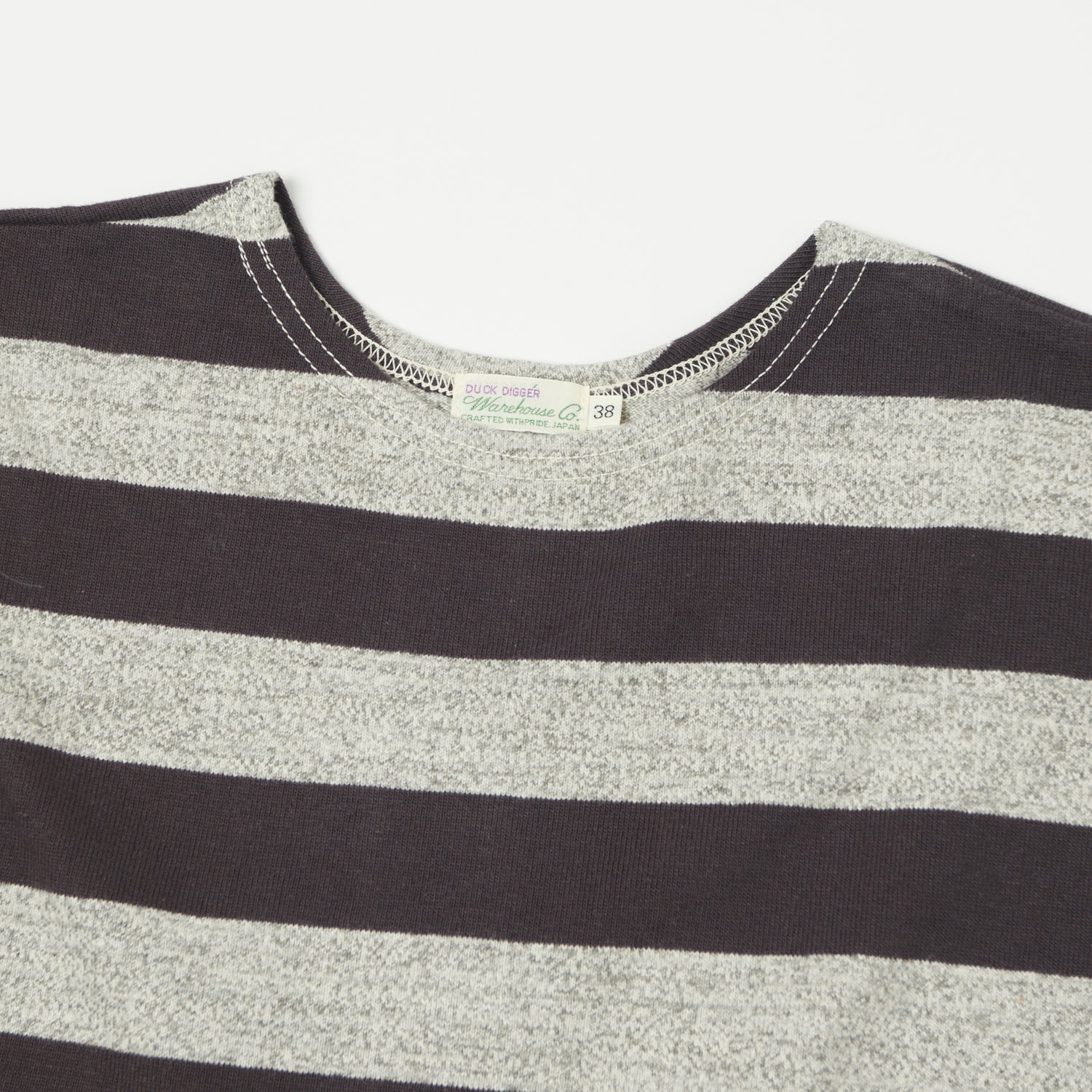 Warehouse & Co 4051 Duck Digger 3/4 Sleeve Stripe T-Shirt - Black/Heather Grey