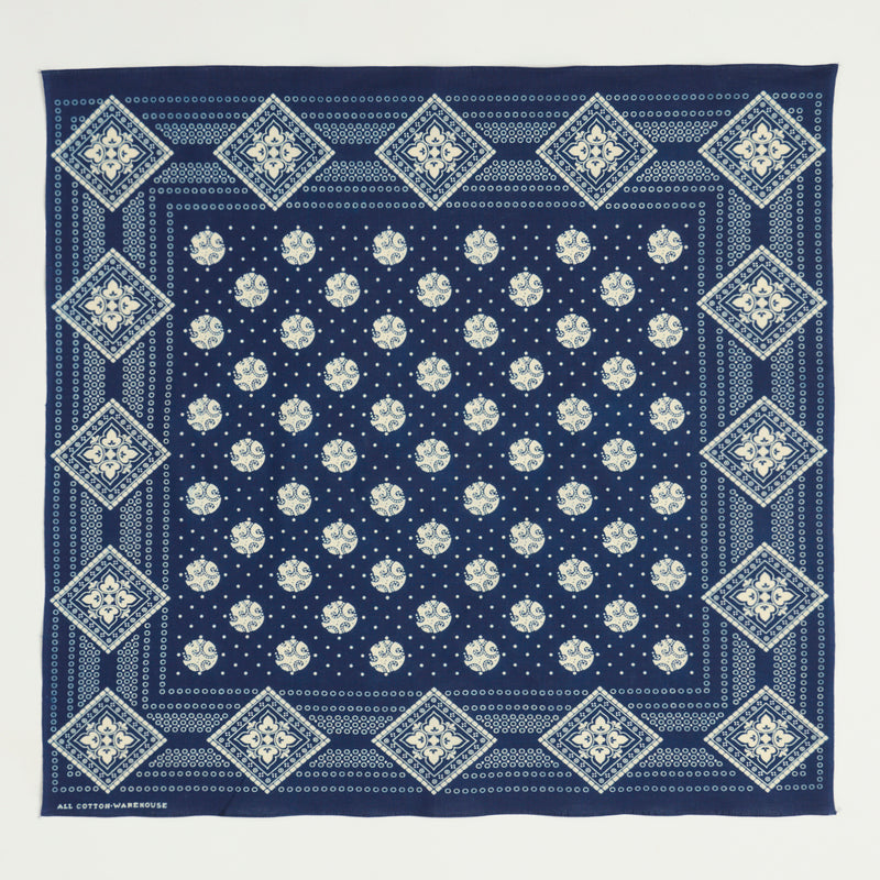 Warehouse 5244 'Geometric Pattern' Selvedge Bandana - Indigo