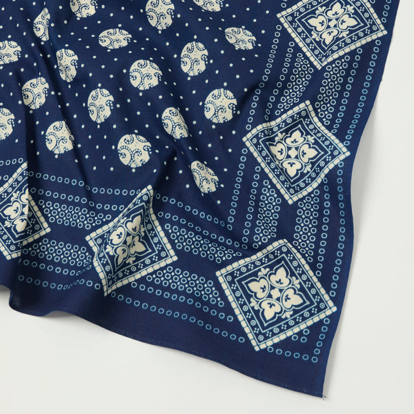 Warehouse 5244 'Geometric Pattern' Selvedge Bandana - Indigo