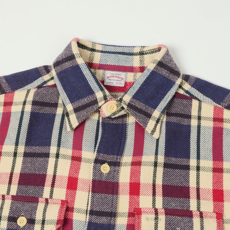 Warehouse & Co 3104 '24 Flannel Shirt 'D Pattern' - Blue