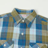 Warehouse & Co 3104 '24 Flannel Shirt 'E Pattern' - Blue