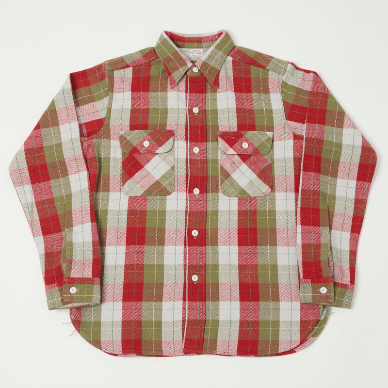 Warehouse & Co 3104 '24 Flannel Shirt 'E Pattern' - Red