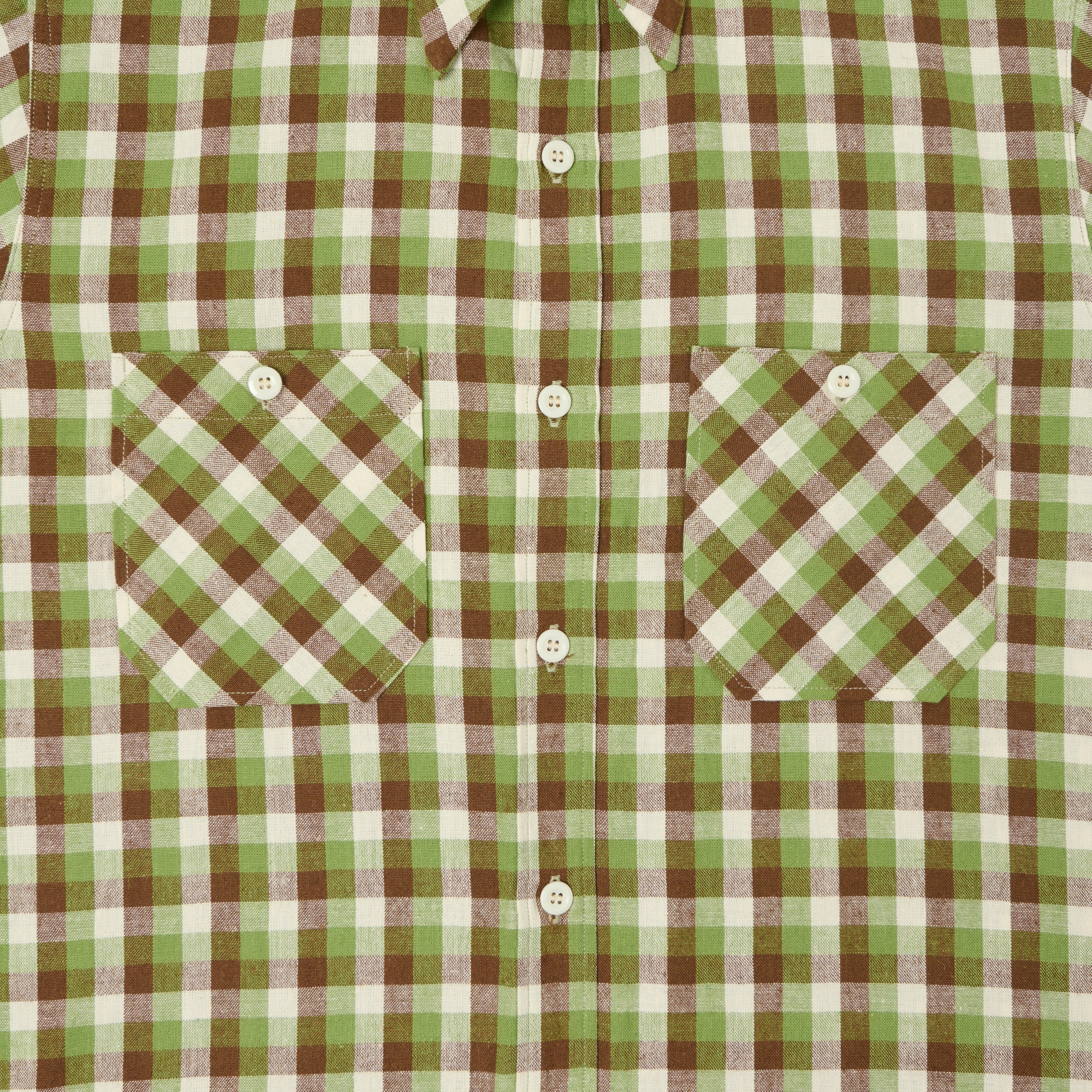 Warehouse & Co 3056 Duck Digger Short Sleeve Check Shirt - Brown/Green