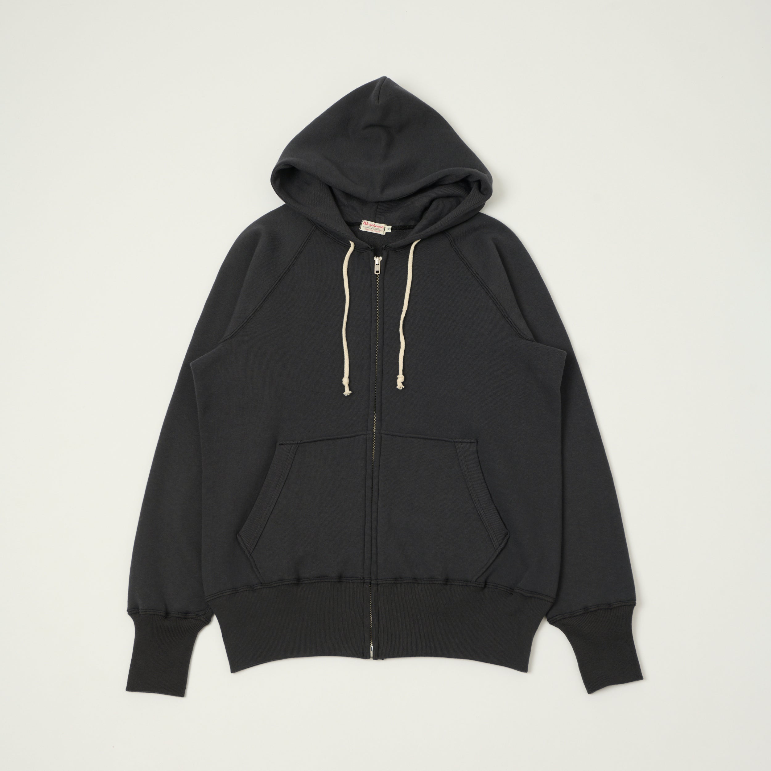 Warehouse & Co 496 Raglan Sleeve Zip Through Hoodie - Black