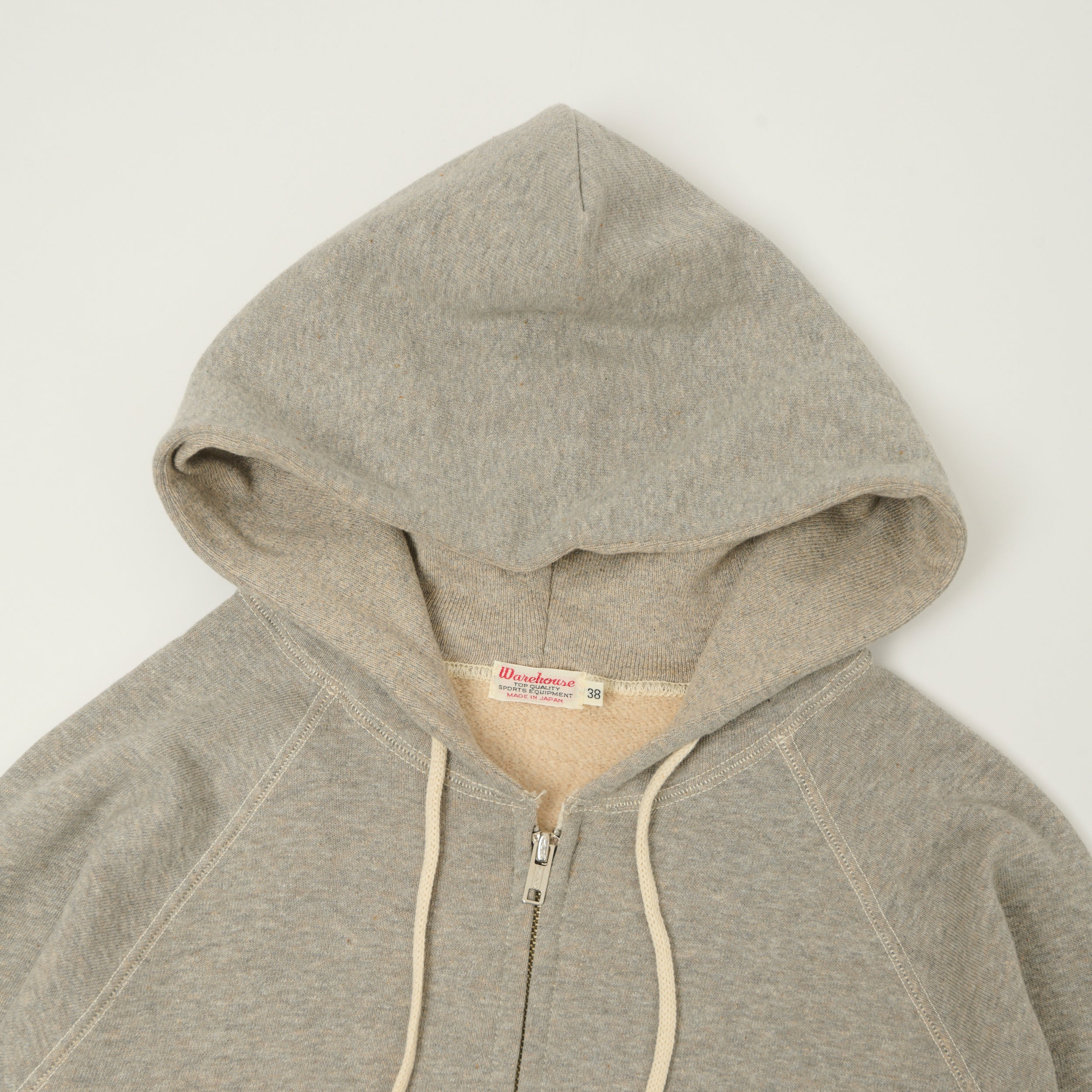 Warehouse & Co 496 Raglan Sleeve Zip Through Hoodie - Heather Grey