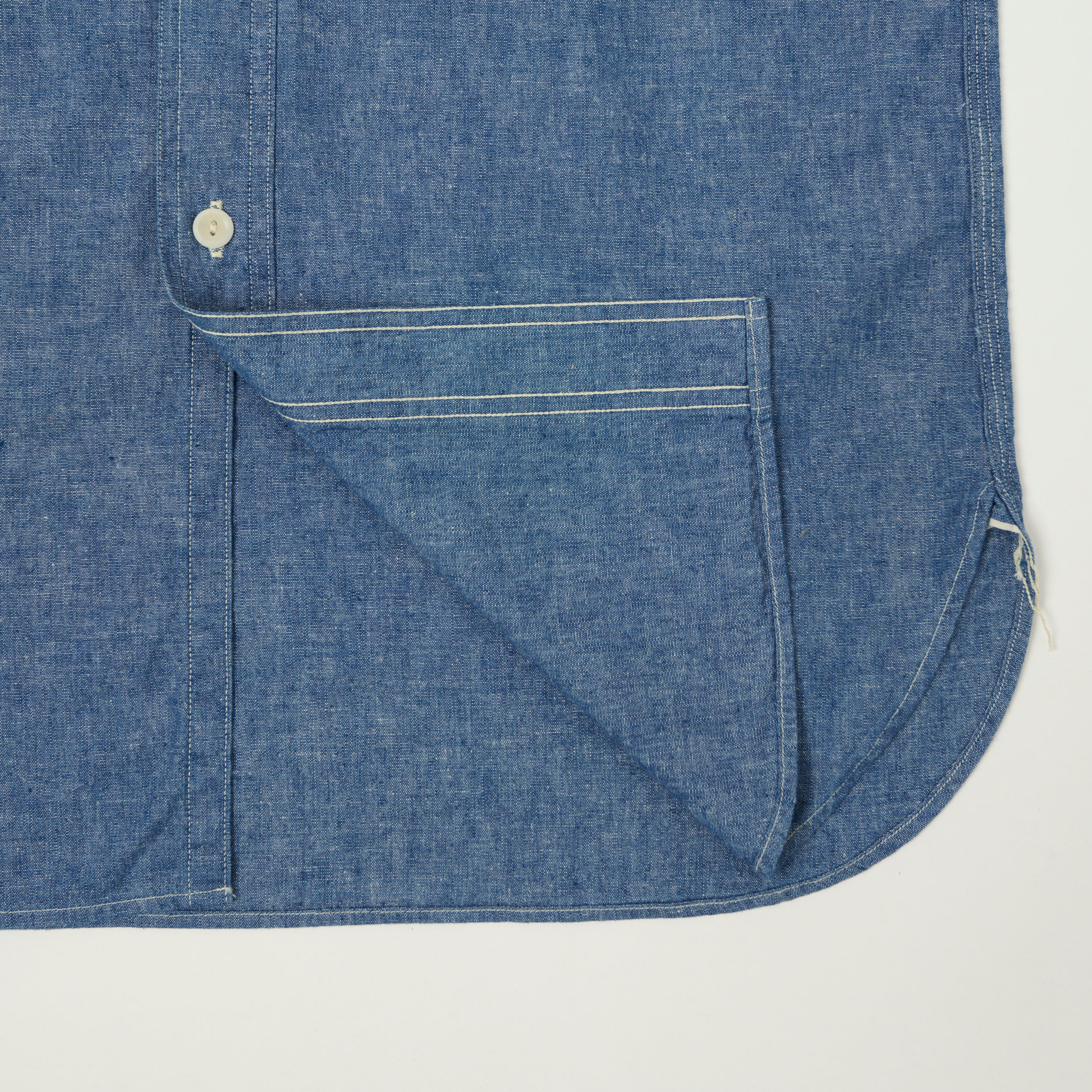 Warehouse & Co 'Duck Digger' 3064 Ventilation Triple Stitch Chambray Shirt - Sax