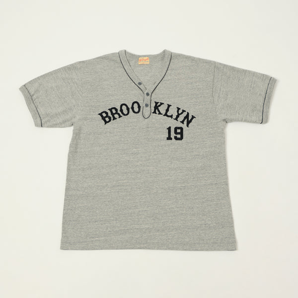 Whitesville 'Brooklyn' Baseball Henley T-Shirt - Heather Grey