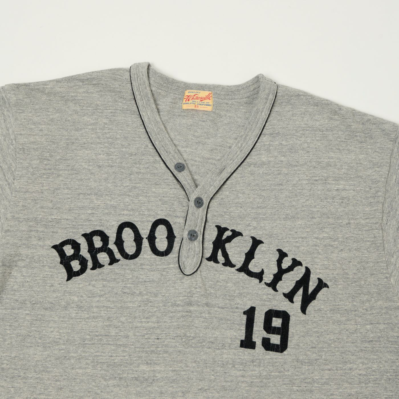 Whitesville 'Brooklyn' Baseball Henley T-Shirt - Heather Grey
