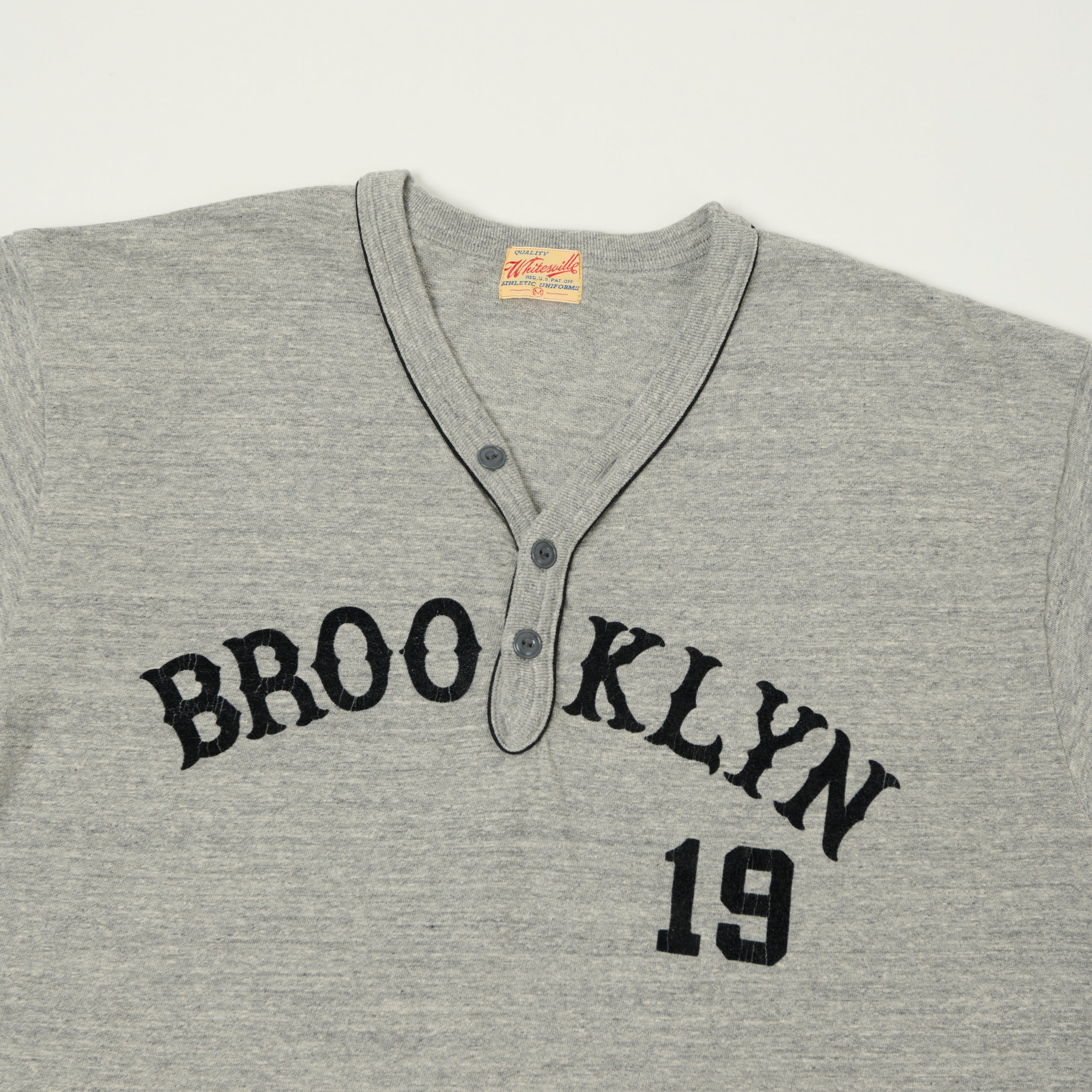 Whitesville 'Brooklyn' Baseball Henley T-Shirt - Heather Grey