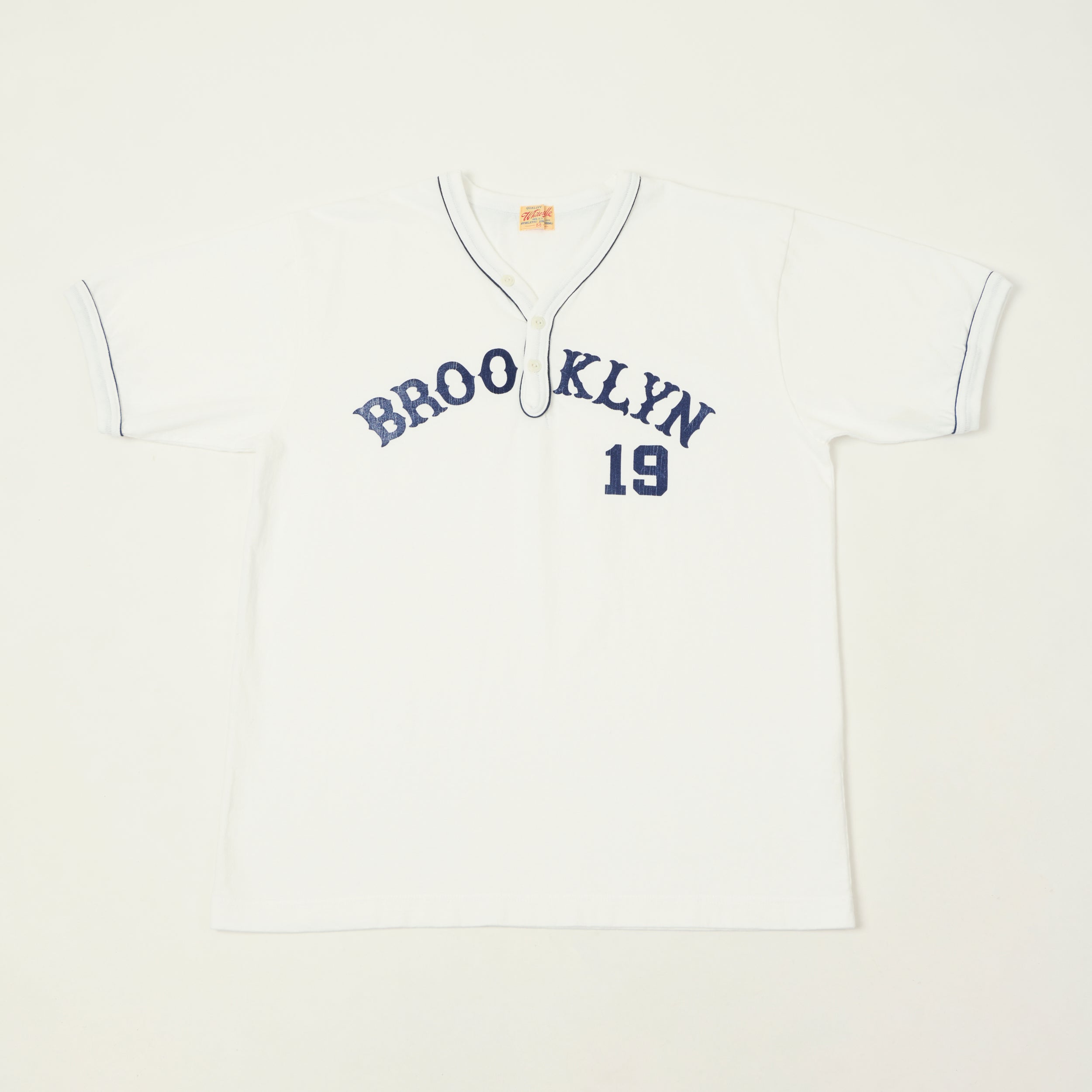 Whitesville 'Brooklyn' Baseball Henley T-Shirt - White