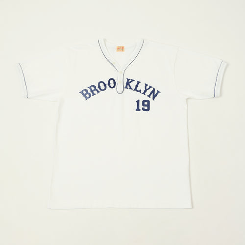 Whitesville 'Brooklyn' Baseball Henley T-Shirt - White
