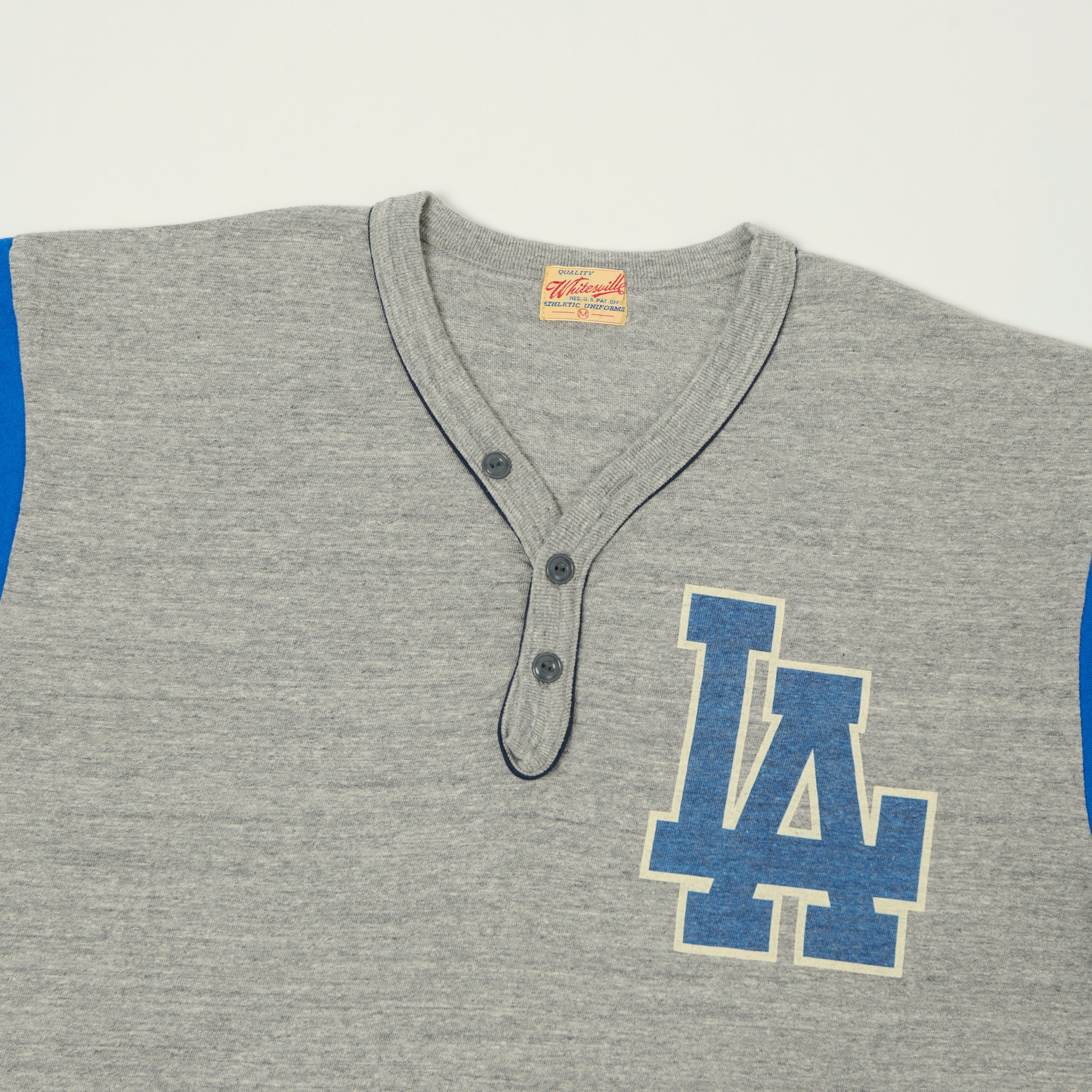 Whitesville 'Los Angeles' Baseball Henley T-Shirt - Heather Grey