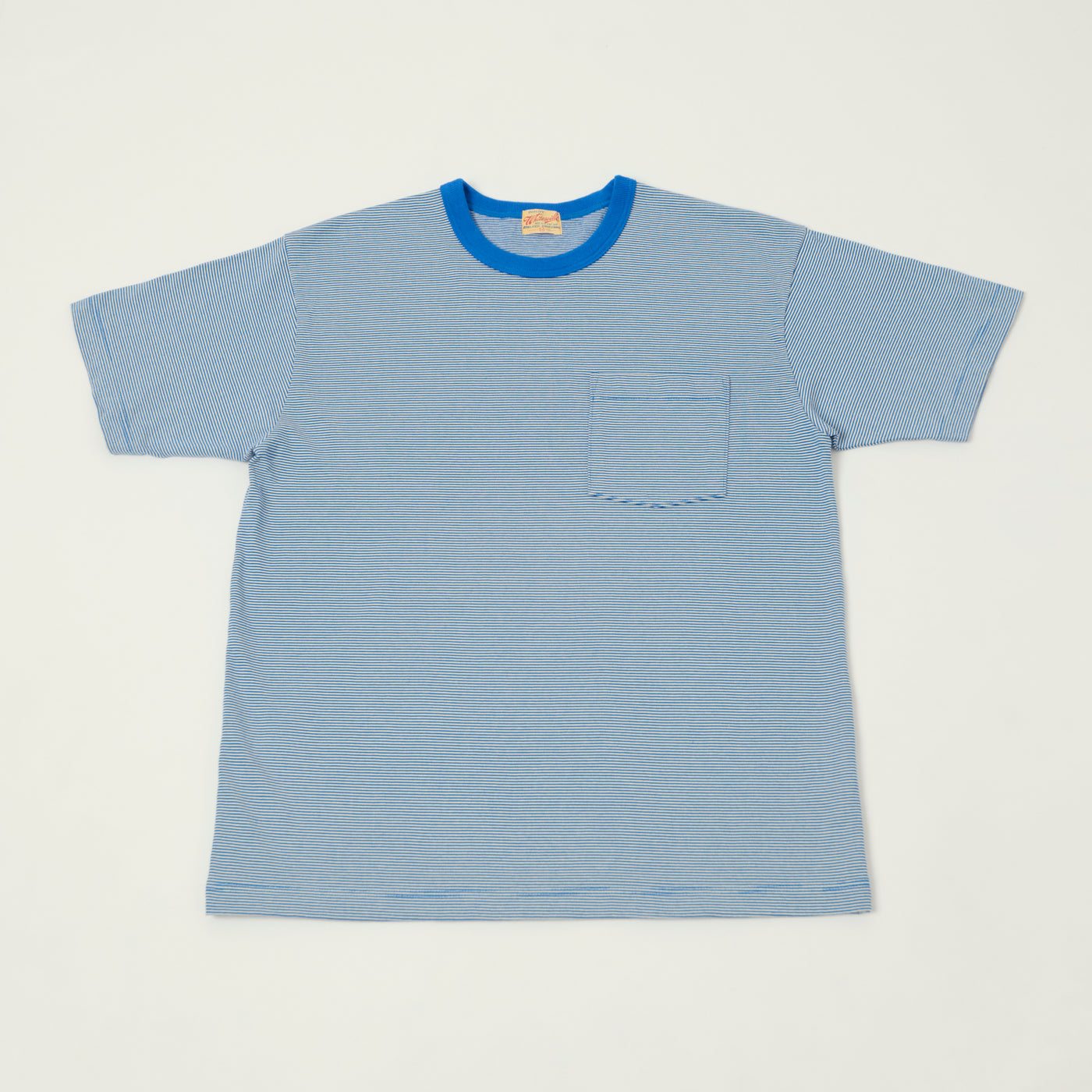 Whitesville Fine Line Stripe Border T-Shirt - Blue