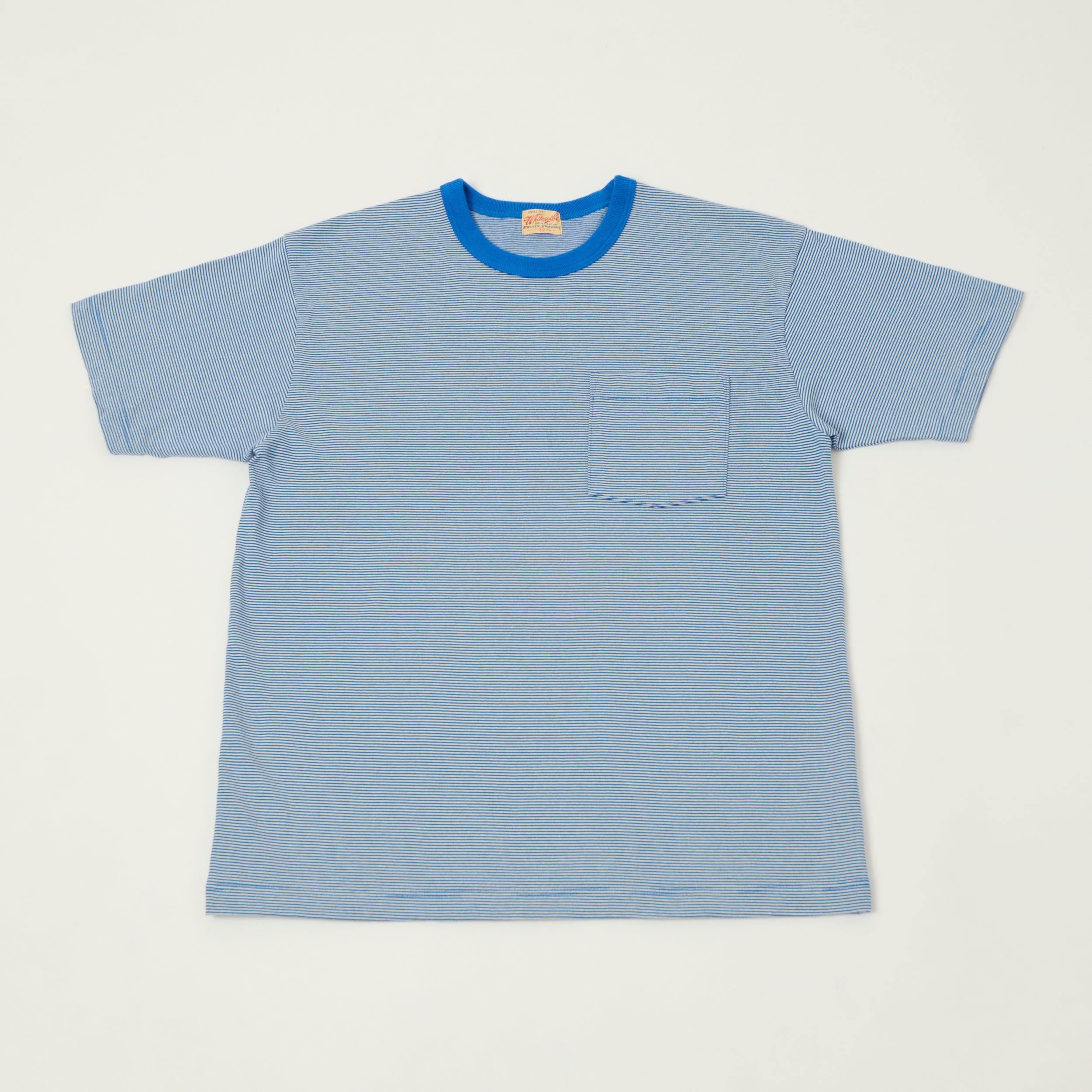 Whitesville Fine Line Stripe Border T-Shirt - Blue