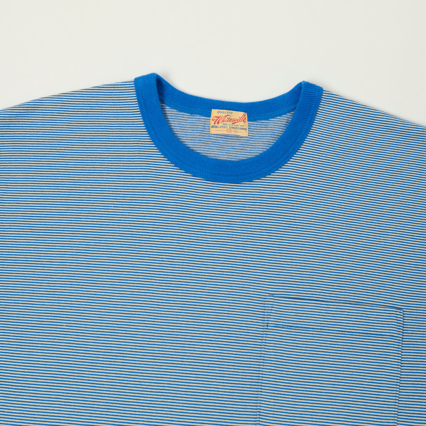 Whitesville Fine Line Stripe Border T-Shirt - Blue