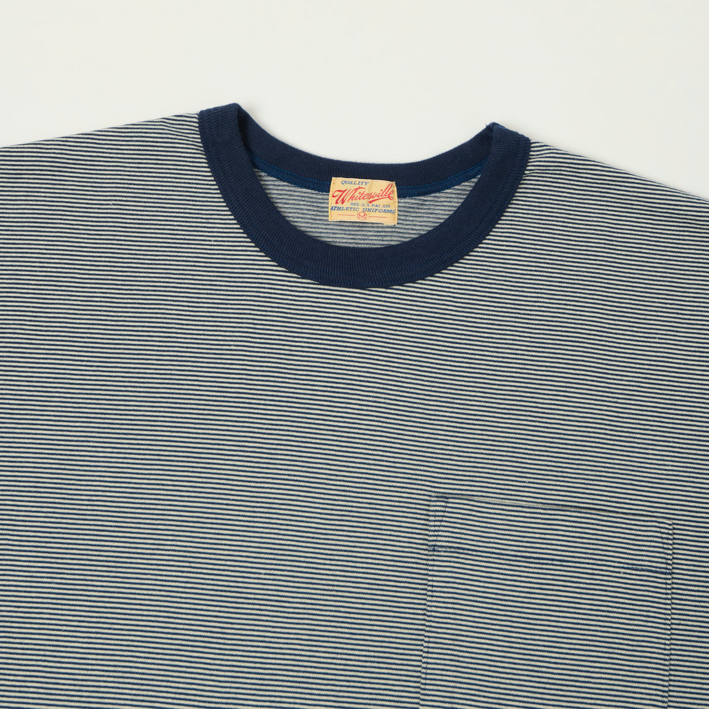 Whitesville Fine Line Stripe Border T-Shirt - Navy