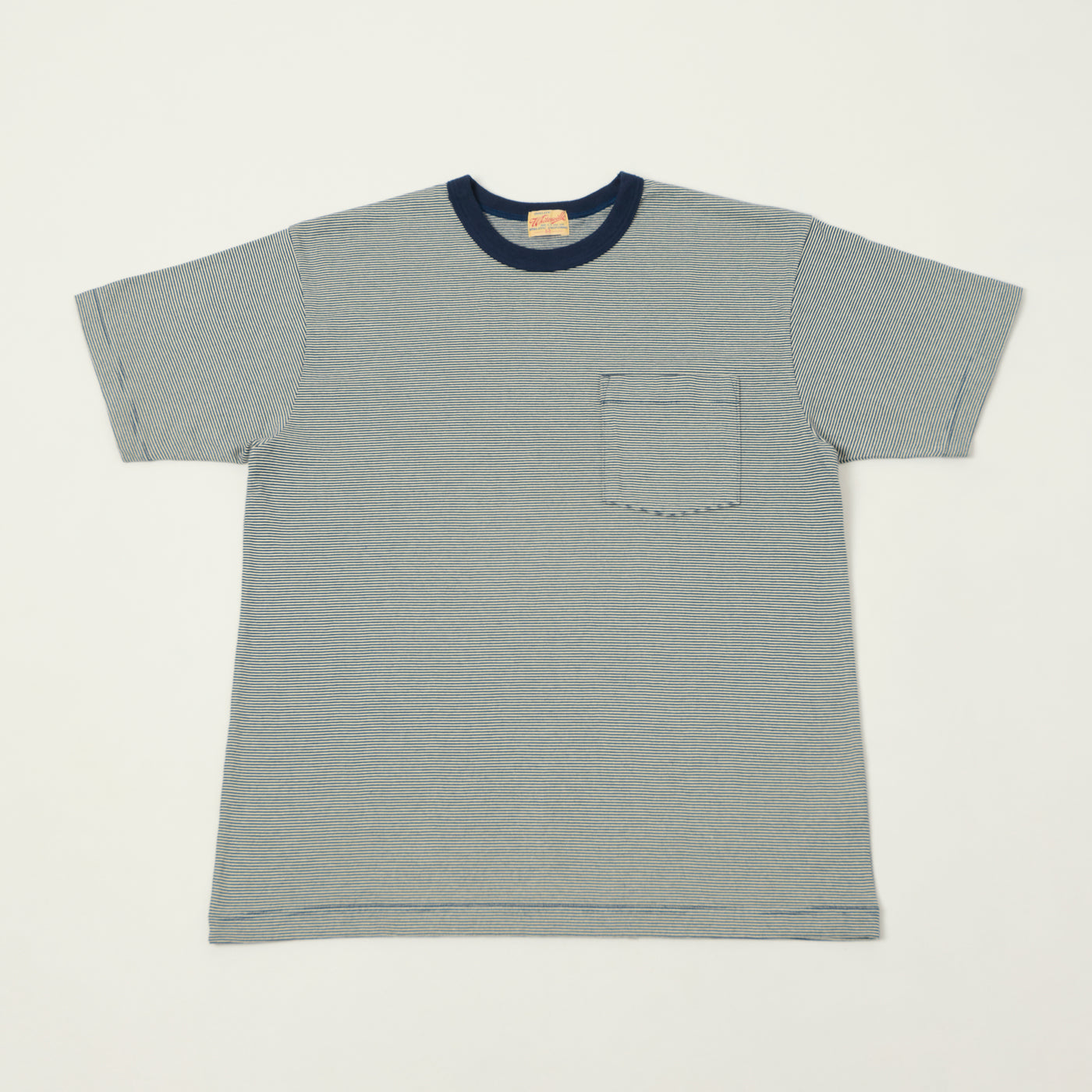 Whitesville Fine Line Stripe Border T-Shirt - Navy