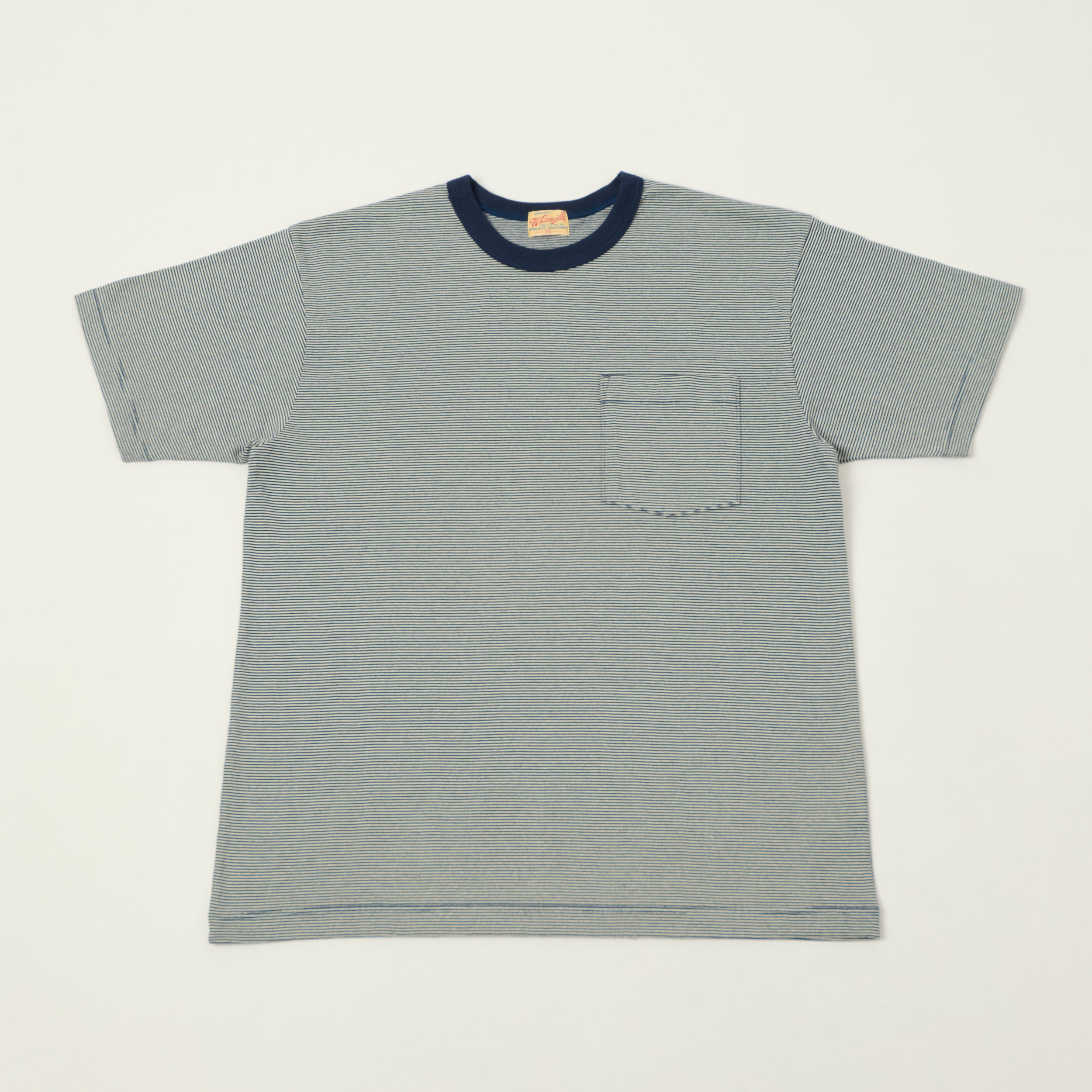 Whitesville Fine Line Stripe Border T-Shirt - Navy