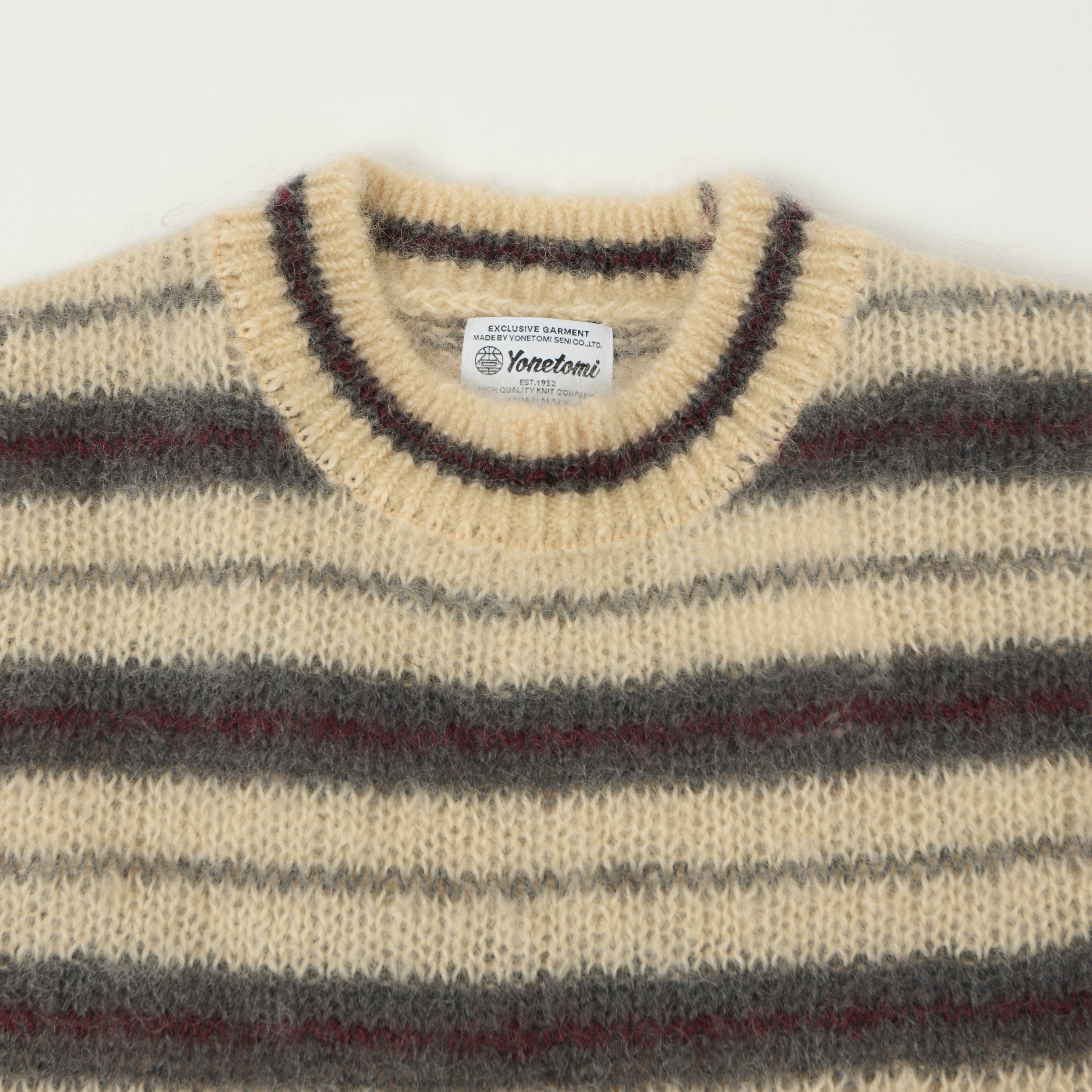 Yonetomi Brushed Mohair Border Knit Jumper - Ivory – SON OF A STAG
