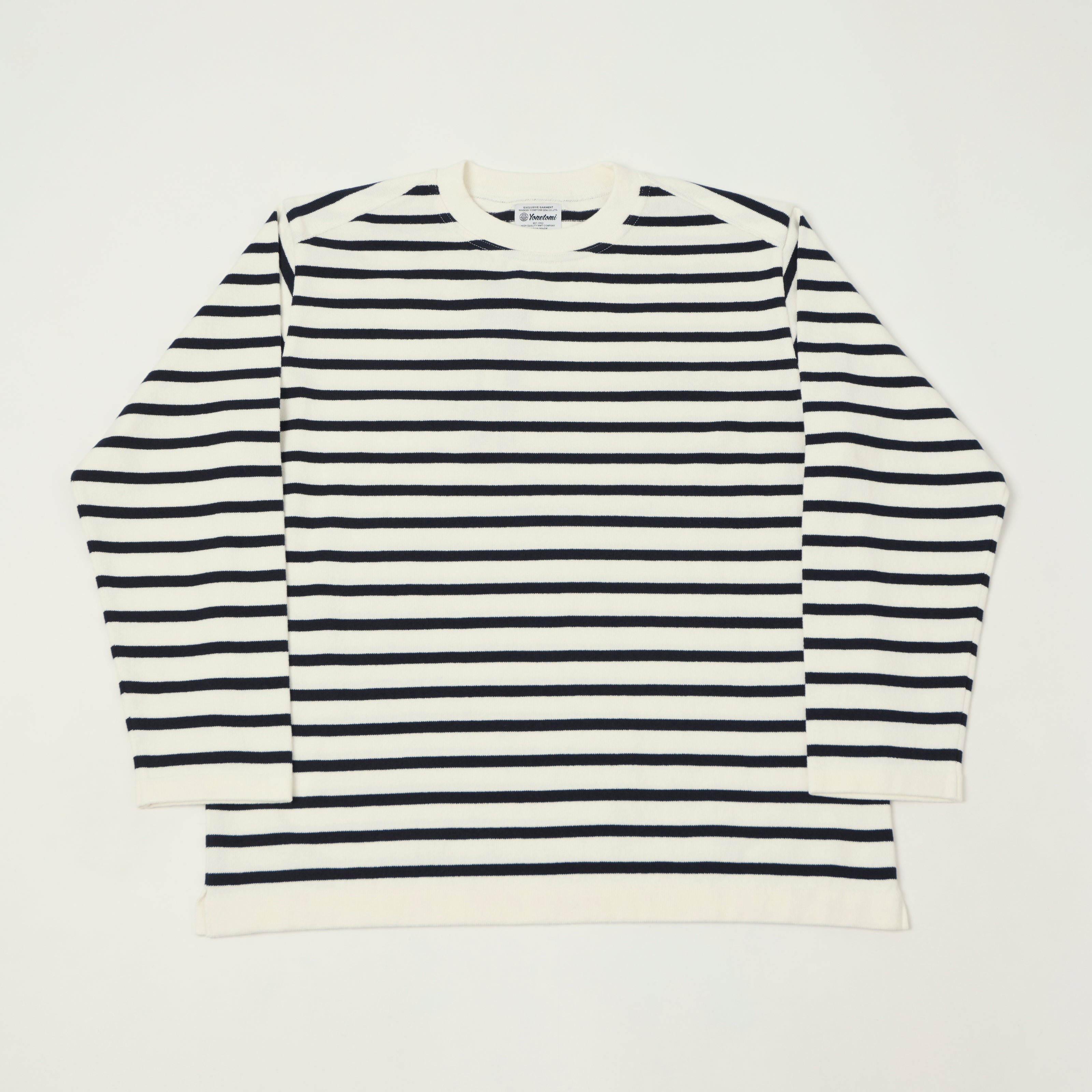 Yonetomi 'New Basic' Basque Stripe Pullover - White/Navy