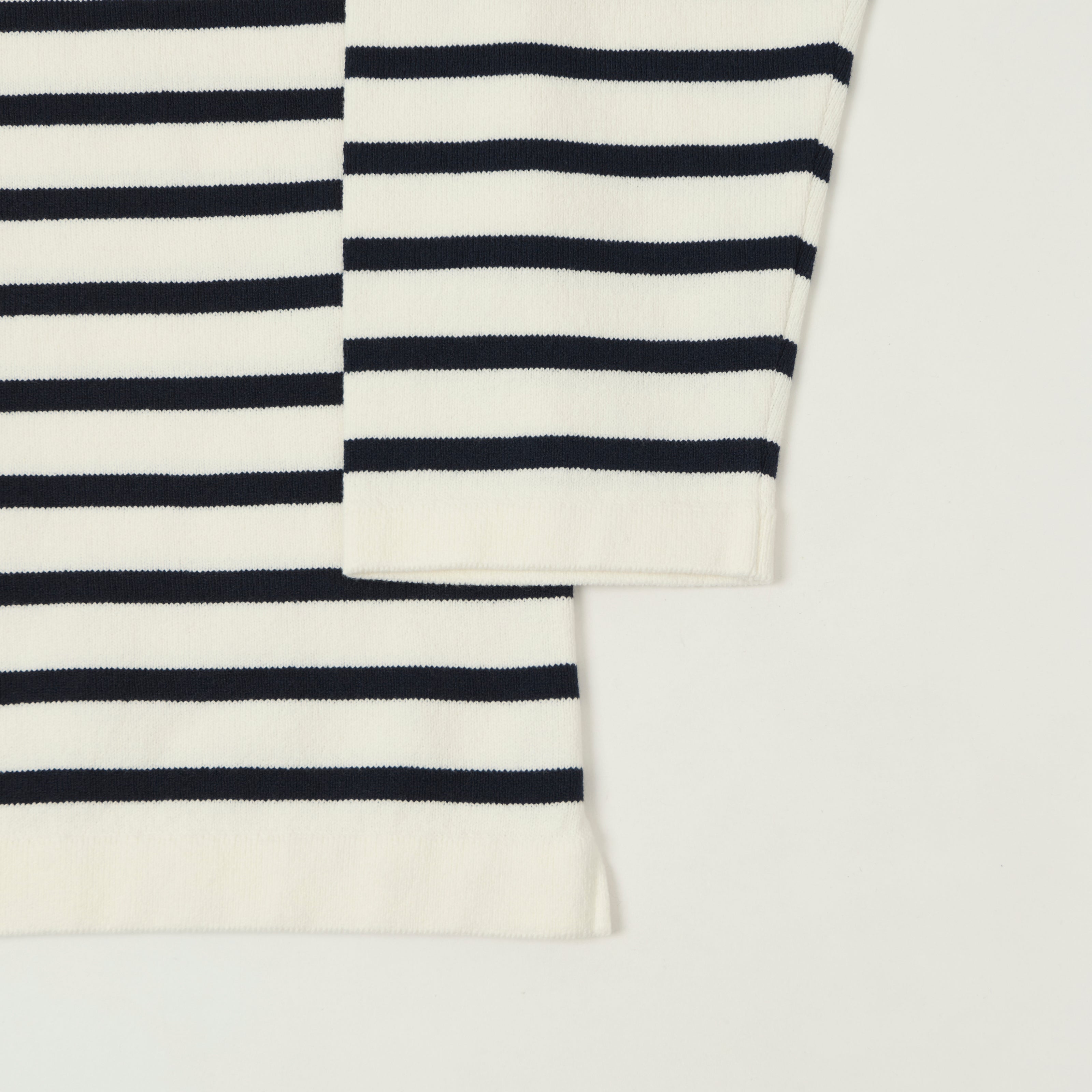 Yonetomi 'New Basic' Basque Stripe Pullover - White/Navy
