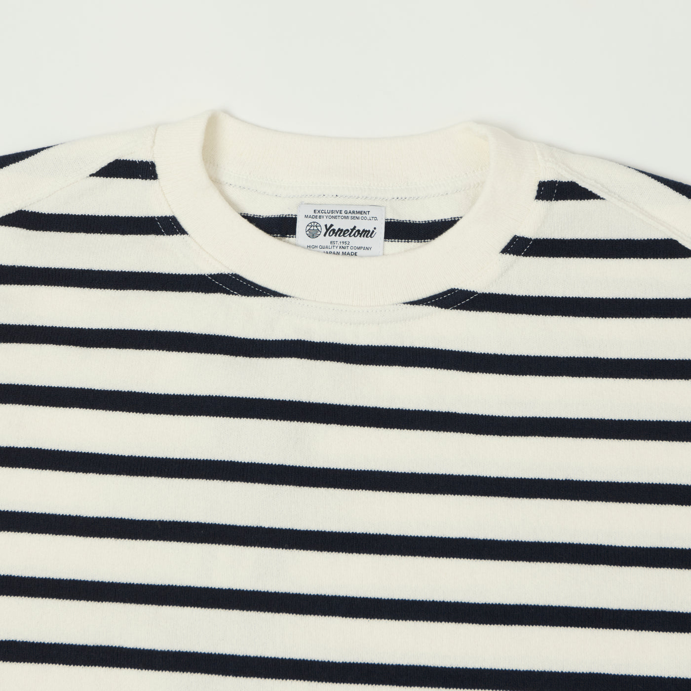 Yonetomi 'New Basic' Basque Stripe Pullover - White/Navy