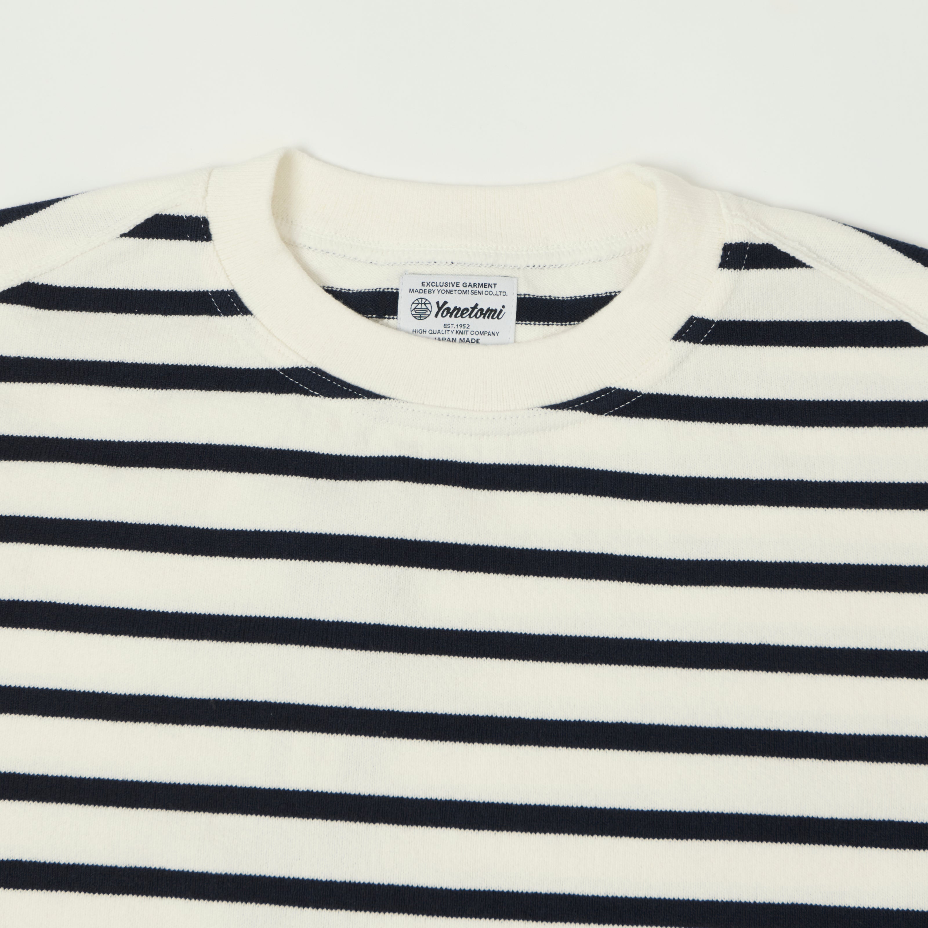 Yonetomi 'New Basic' Basque Stripe Pullover - White/Navy