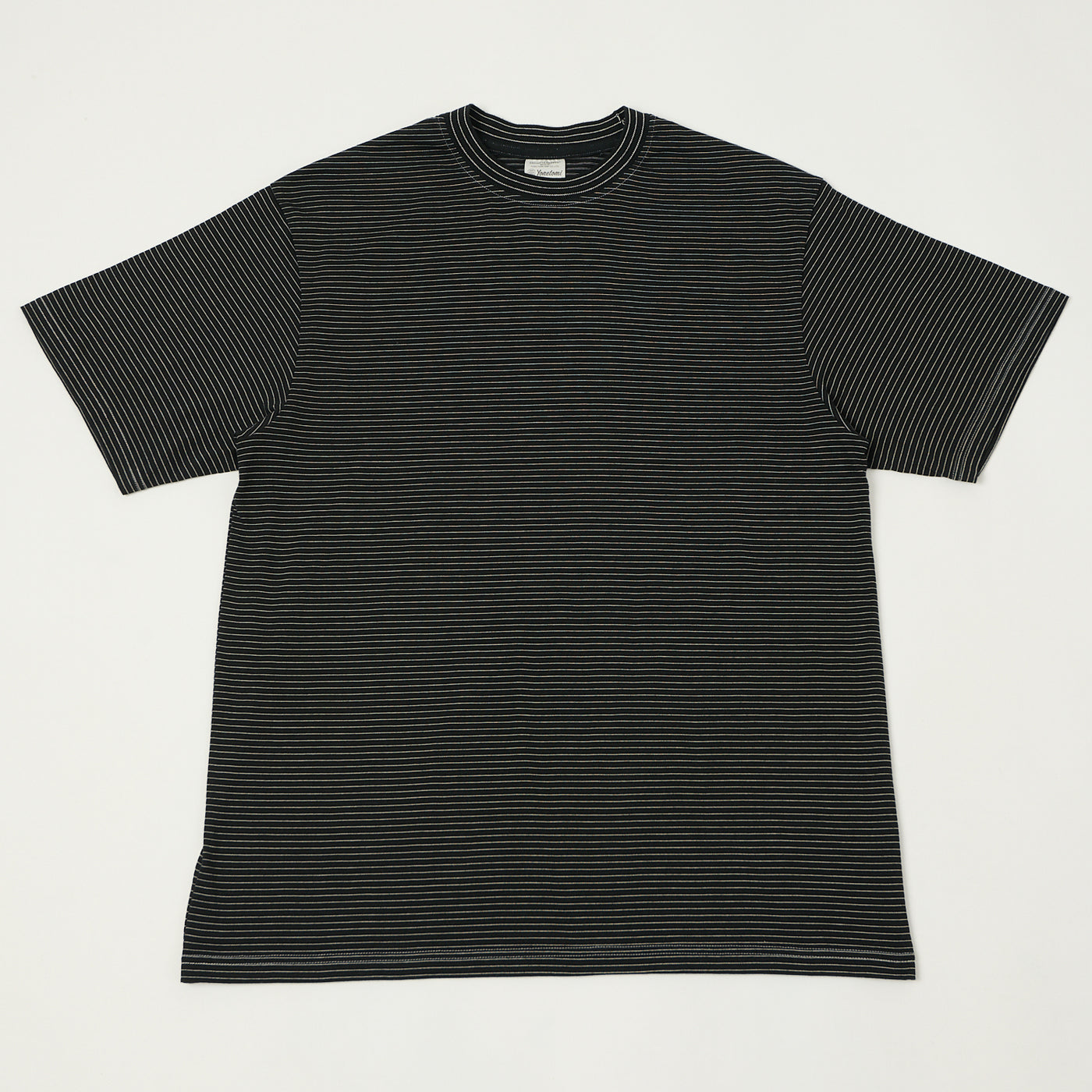 Yonetomi 'New Basic' Garment Dyed Stripe T-Shirt - Black