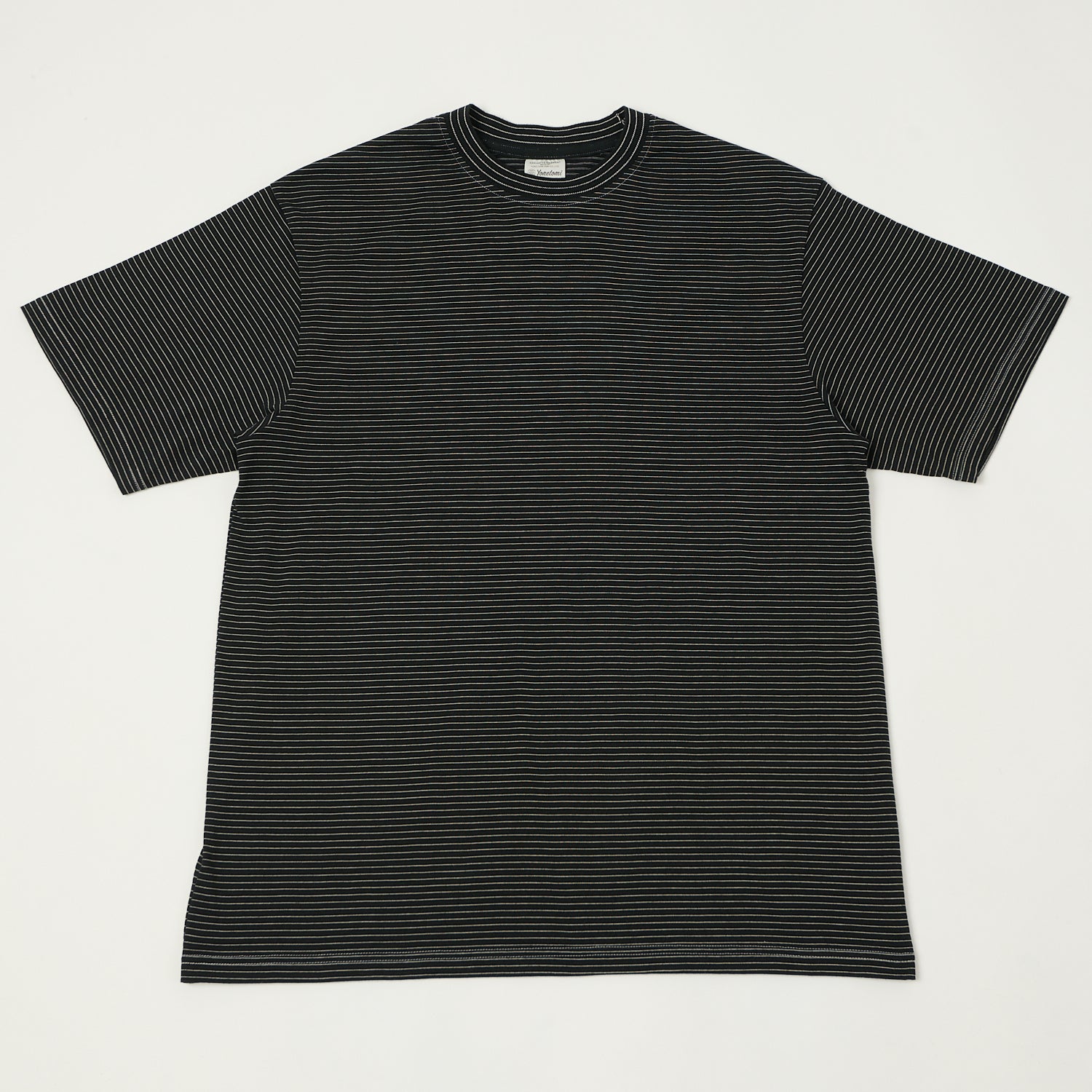 Yonetomi 'New Basic' Garment Dyed Stripe T-Shirt - Black