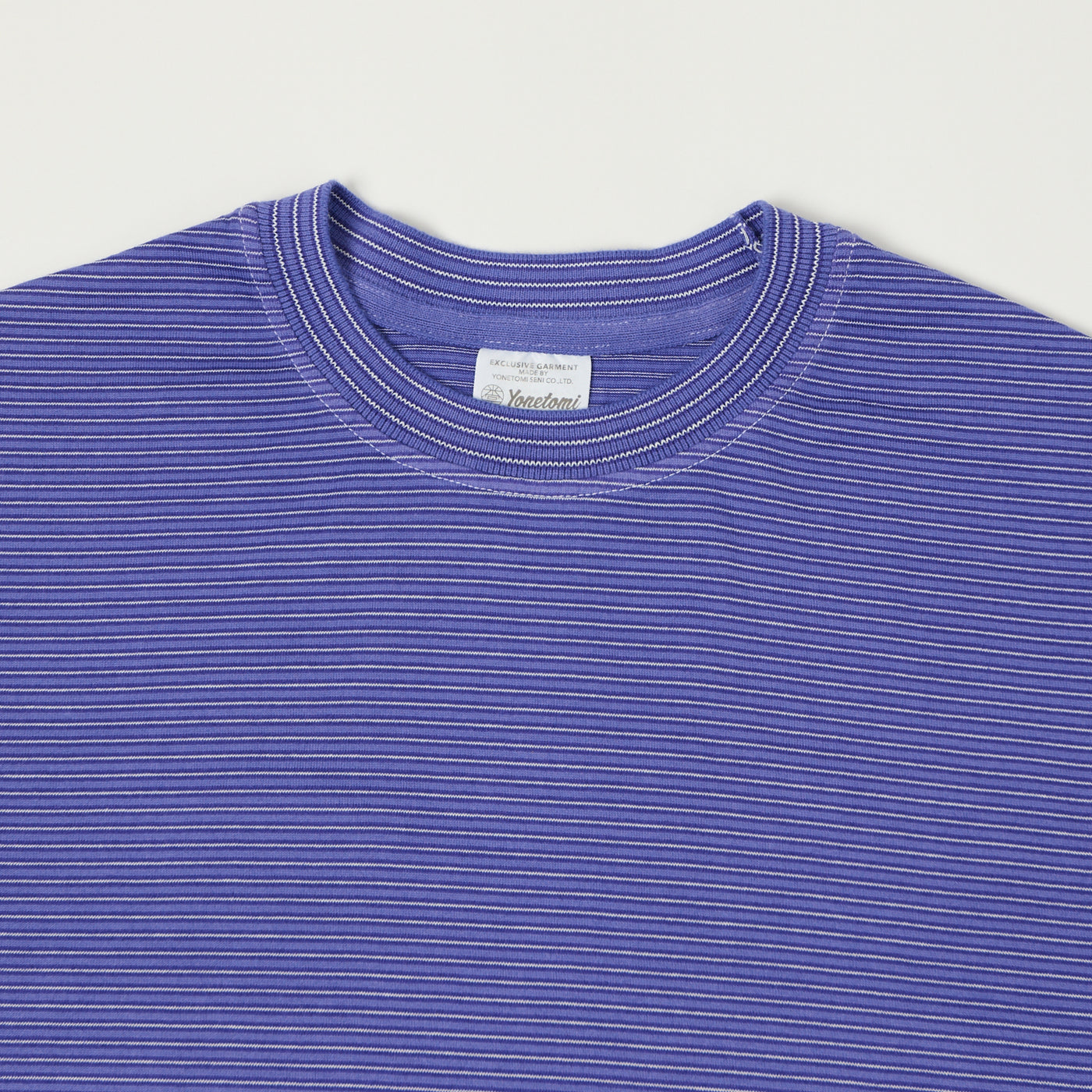 Yonetomi 'New Basic' Garment Dyed Stripe T-Shirt - Purple