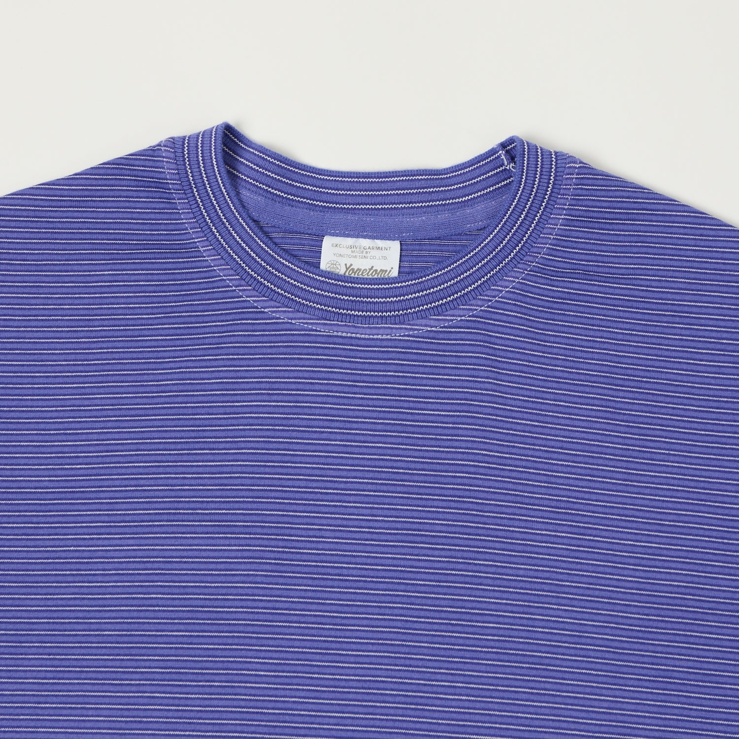 Yonetomi 'New Basic' Garment Dyed Stripe T-Shirt - Purple