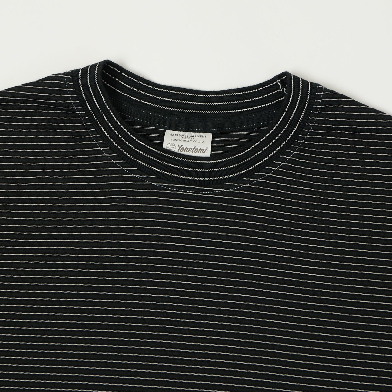 Yonetomi 'New Basic' Garment Dyed Stripe T-Shirt - Black